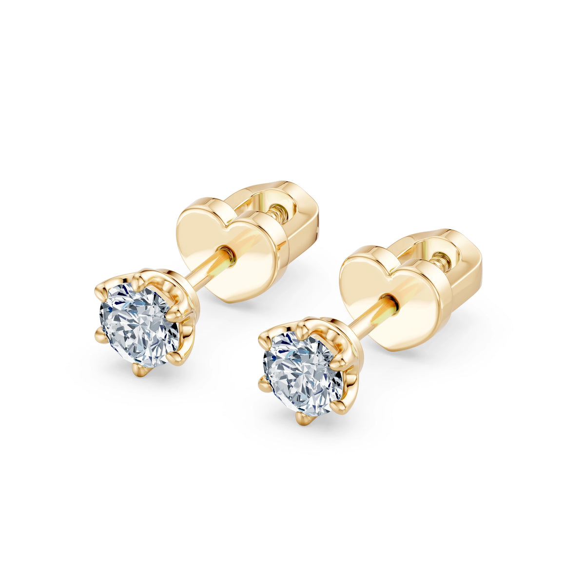 Cercei din Aur cu Diamante, Forma Rotund Briliant, 0,60 CT