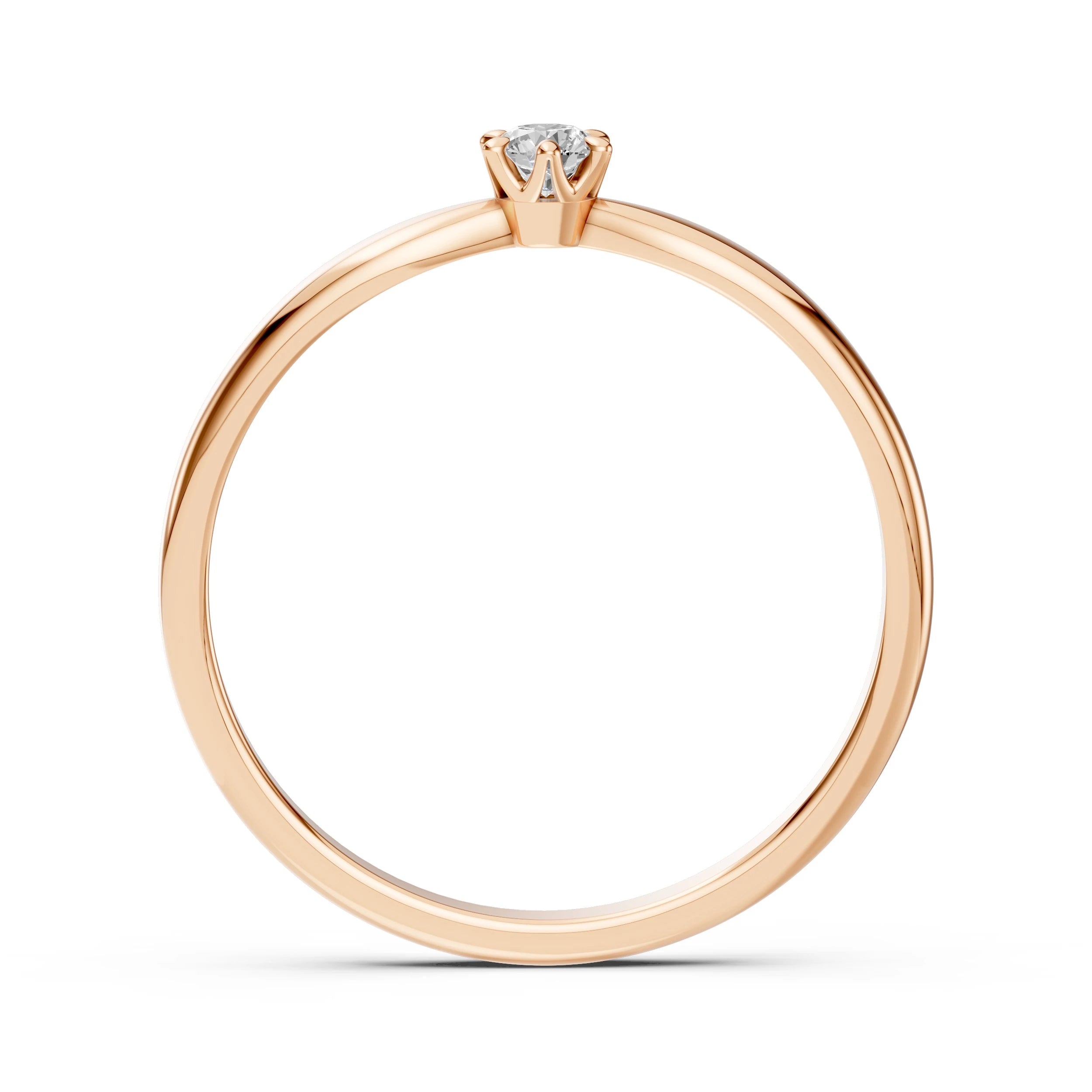 Inel de Logodnă Solitaire din Aur, Diamant Rotund Briliant 0.10 CT