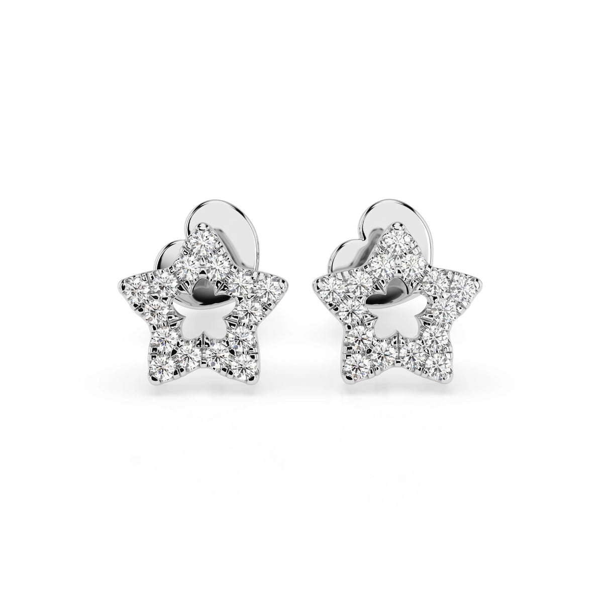 Cercei din Aur cu Diamante, Forma Rotund Briliant, 0,18 CT