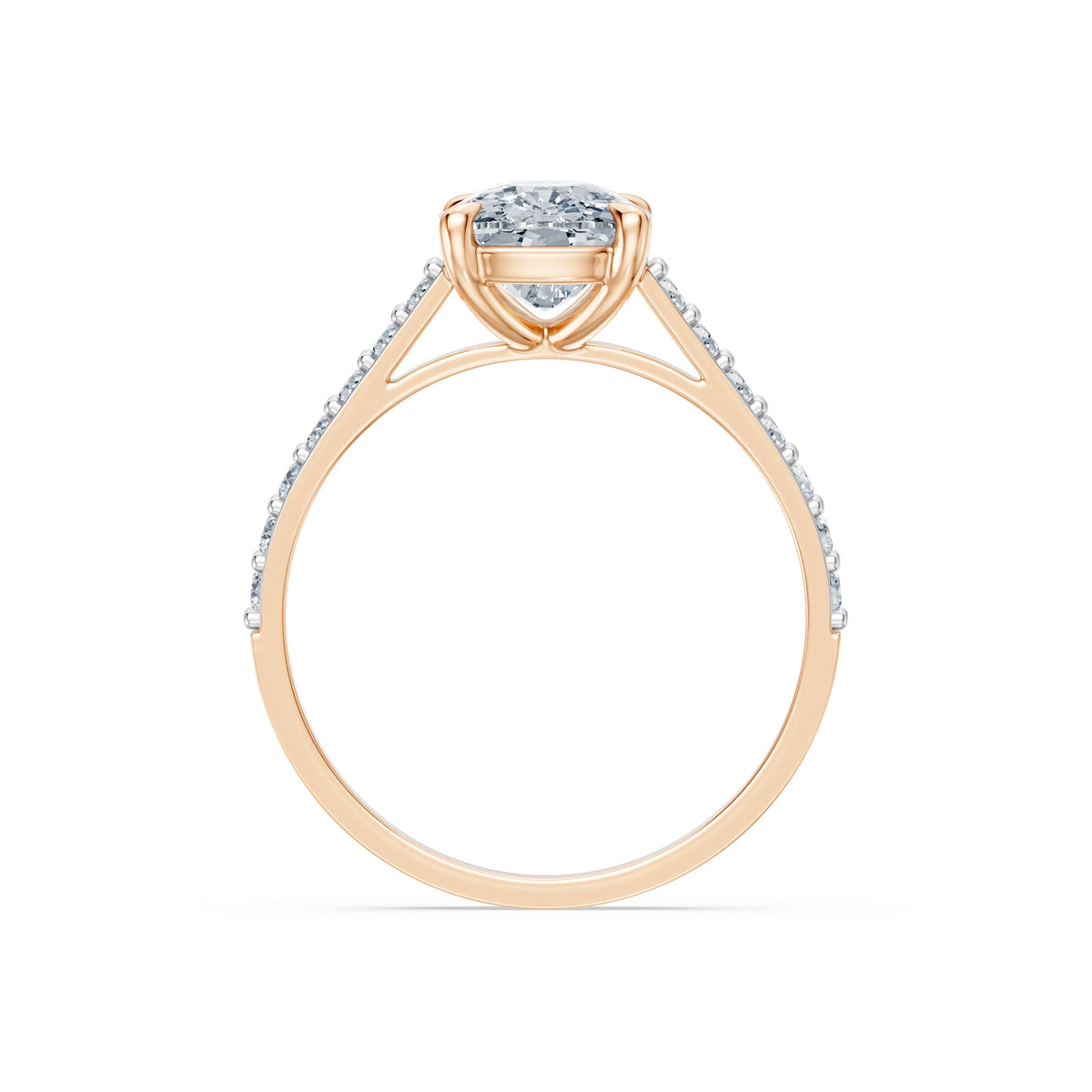 Inel de Logodnă din Aur cu Diamant Central Cushion și Diamante Laterale 2,28 CT