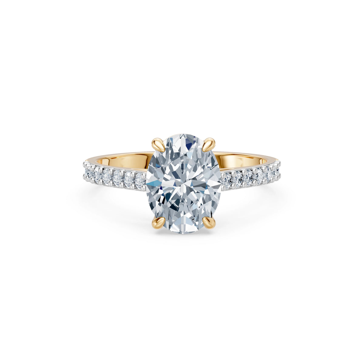 Inel de Logodnă din Aur cu Diamant Central Oval și Diamante Laterale 2,28 CT