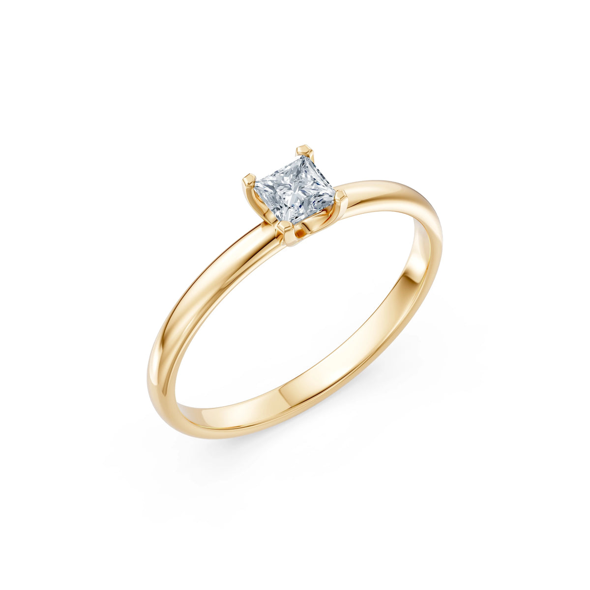 Inel de Logodnă Solitaire din Aur, Diamant Princess 0,30 CT