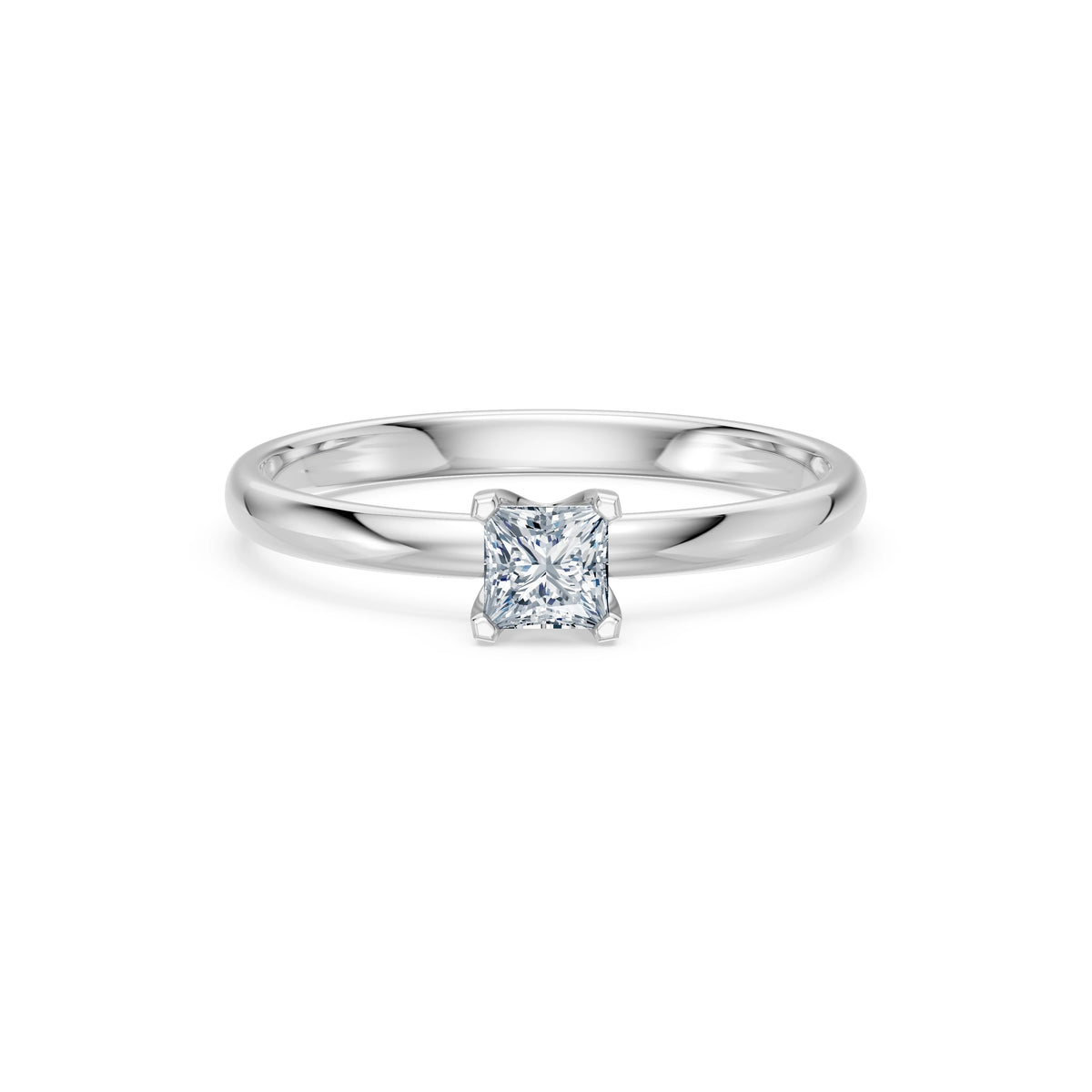 Inel de Logodnă Solitaire din Aur, Diamant Princess 0,30 CT