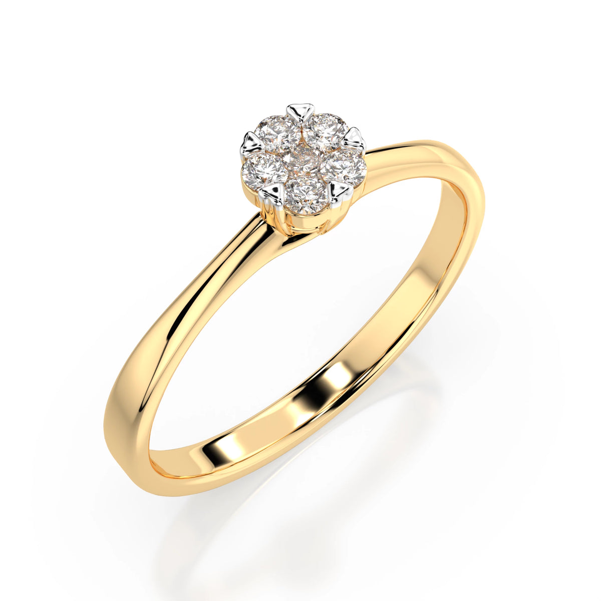 Inel din Aur cu Diamante, Forma Rotund Briliant, 0,12 CT