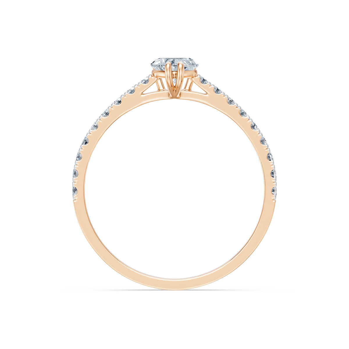 Inel de Logodnă din Aur cu Diamant Central Inimă și Diamante Laterale 0,53 CT