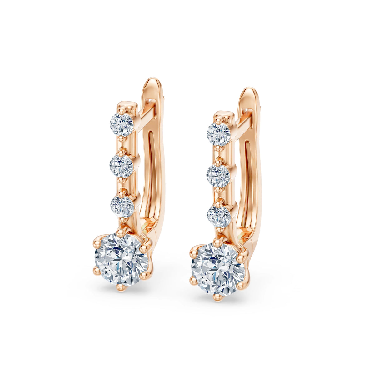 Cercei din Aur cu Diamante, Forma Rotund Briliant, 0,72 CT