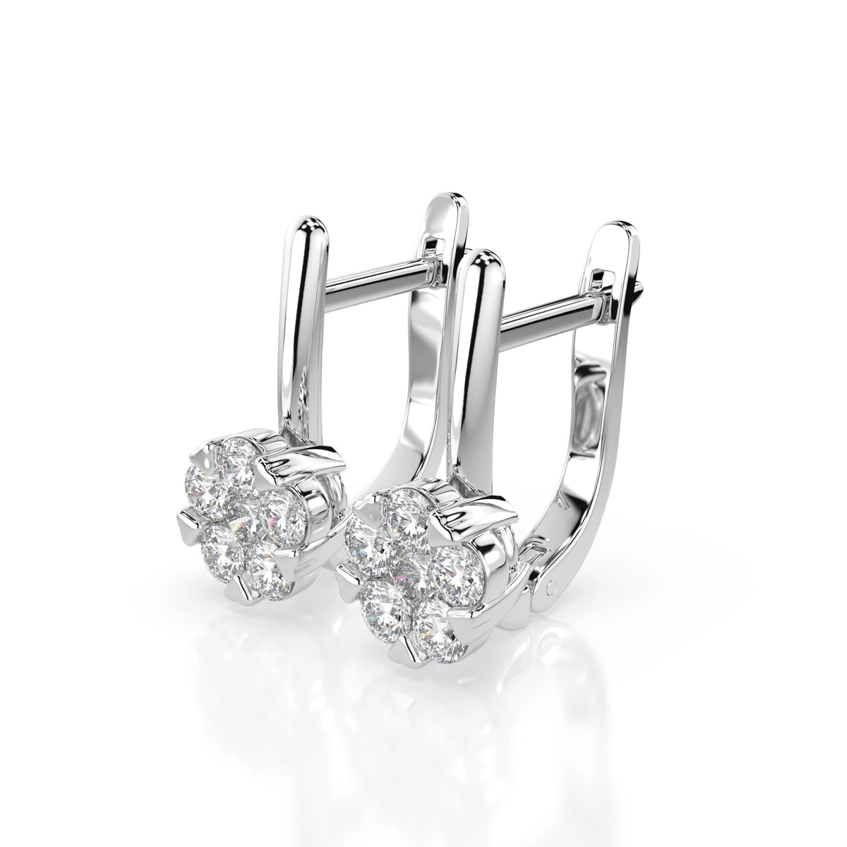 Cercei din Aur cu Diamante, Forma Rotund Briliant, 0,73 CT