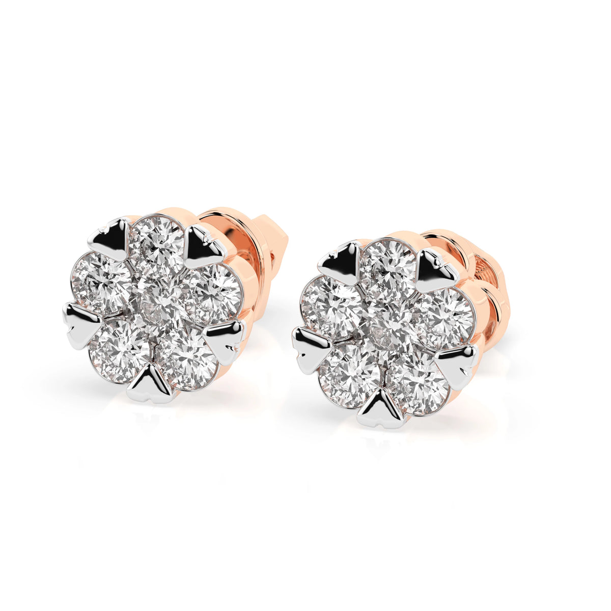 Cercei din Aur cu Diamante, Forma Rotund Briliant, 1,17 CT