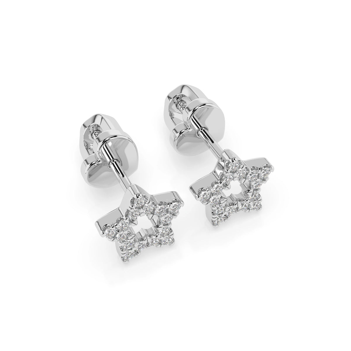 Cercei din Aur cu Diamante, Forma Rotund Briliant, 0,18 CT