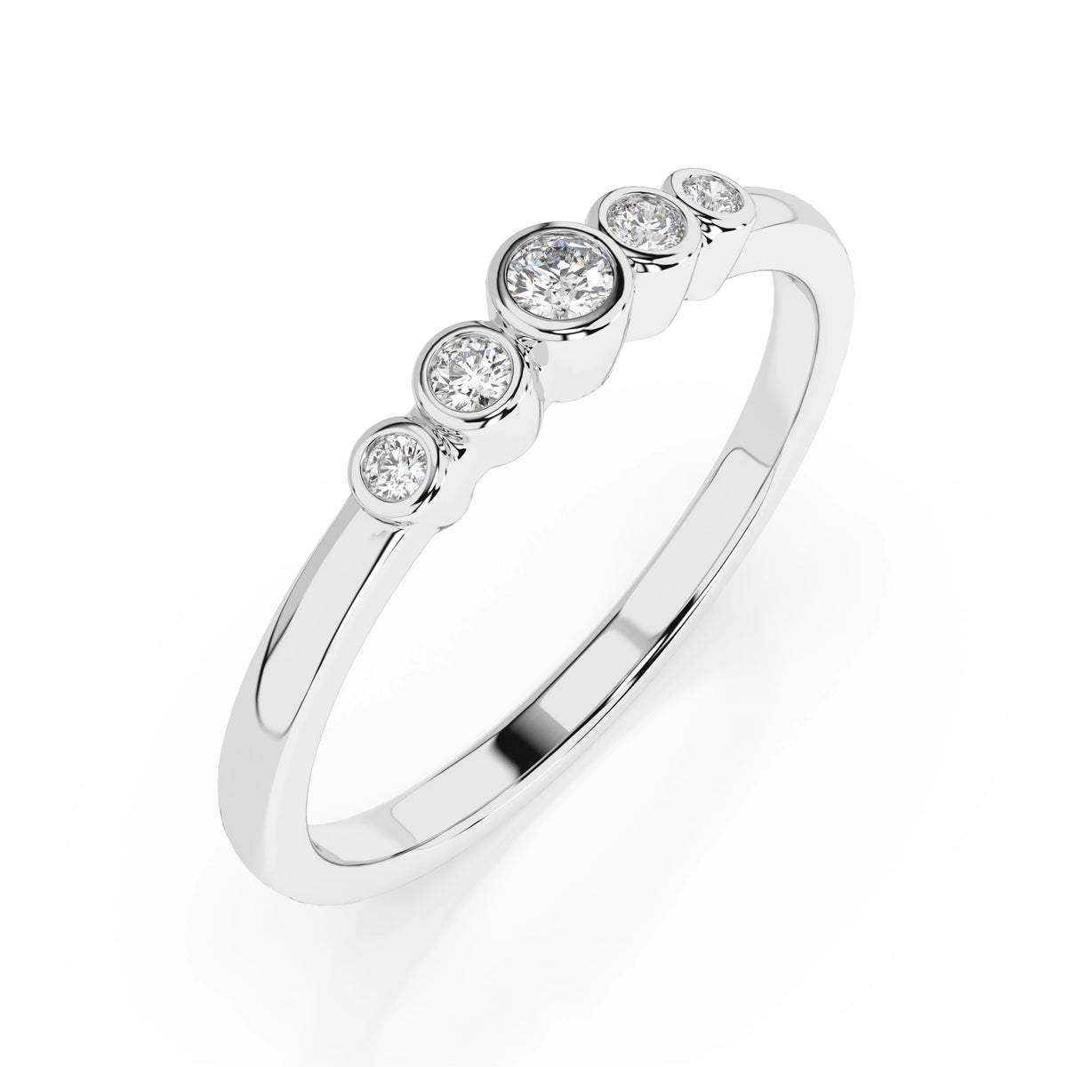 Inel din Aur cu Diamante, Forma Rotund Briliant, 0,08 CT