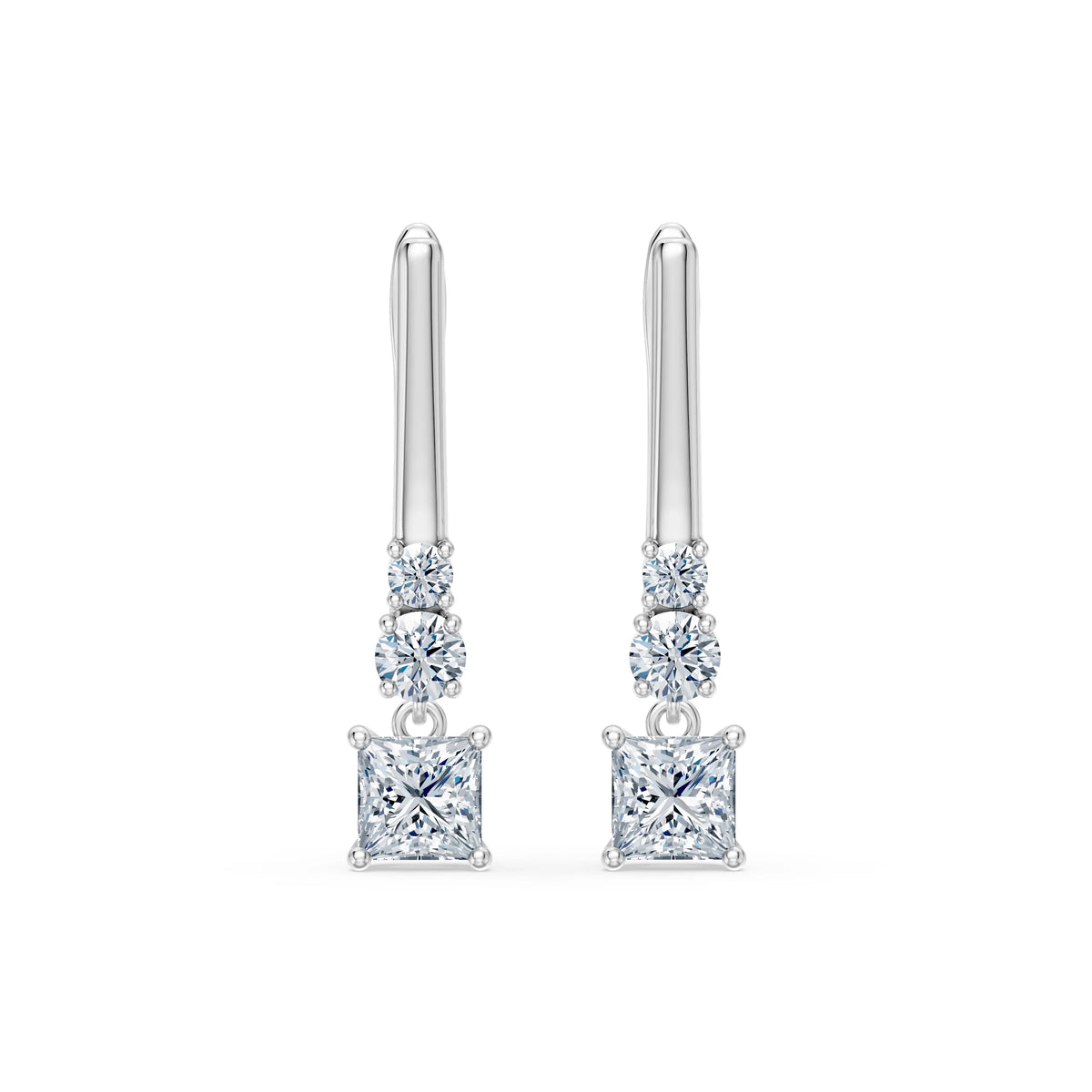Cercei din Aur cu Diamante, Forma Princess, 0,81 CT