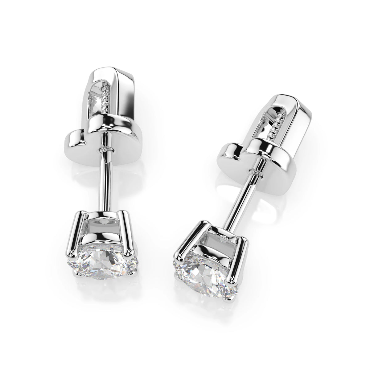 Cercei din Aur cu Diamante, Forma Rotund Briliant, 0,50 CT