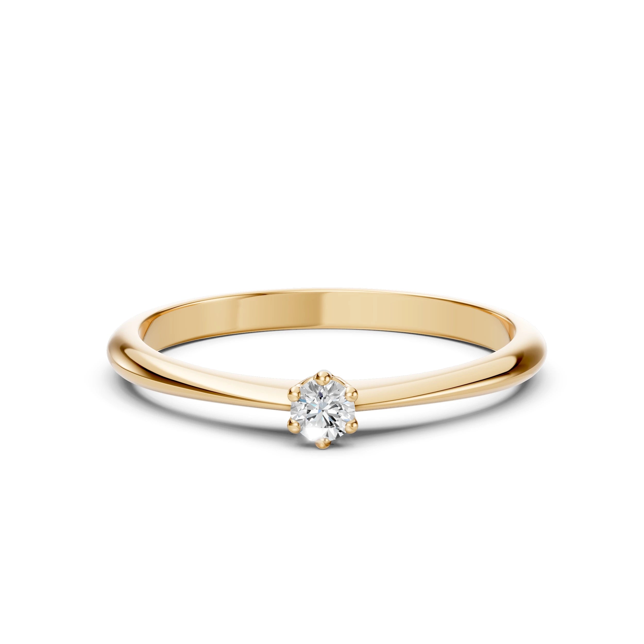 Inel de Logodnă Solitaire din Aur, Diamant Rotund Briliant 0.15 CT