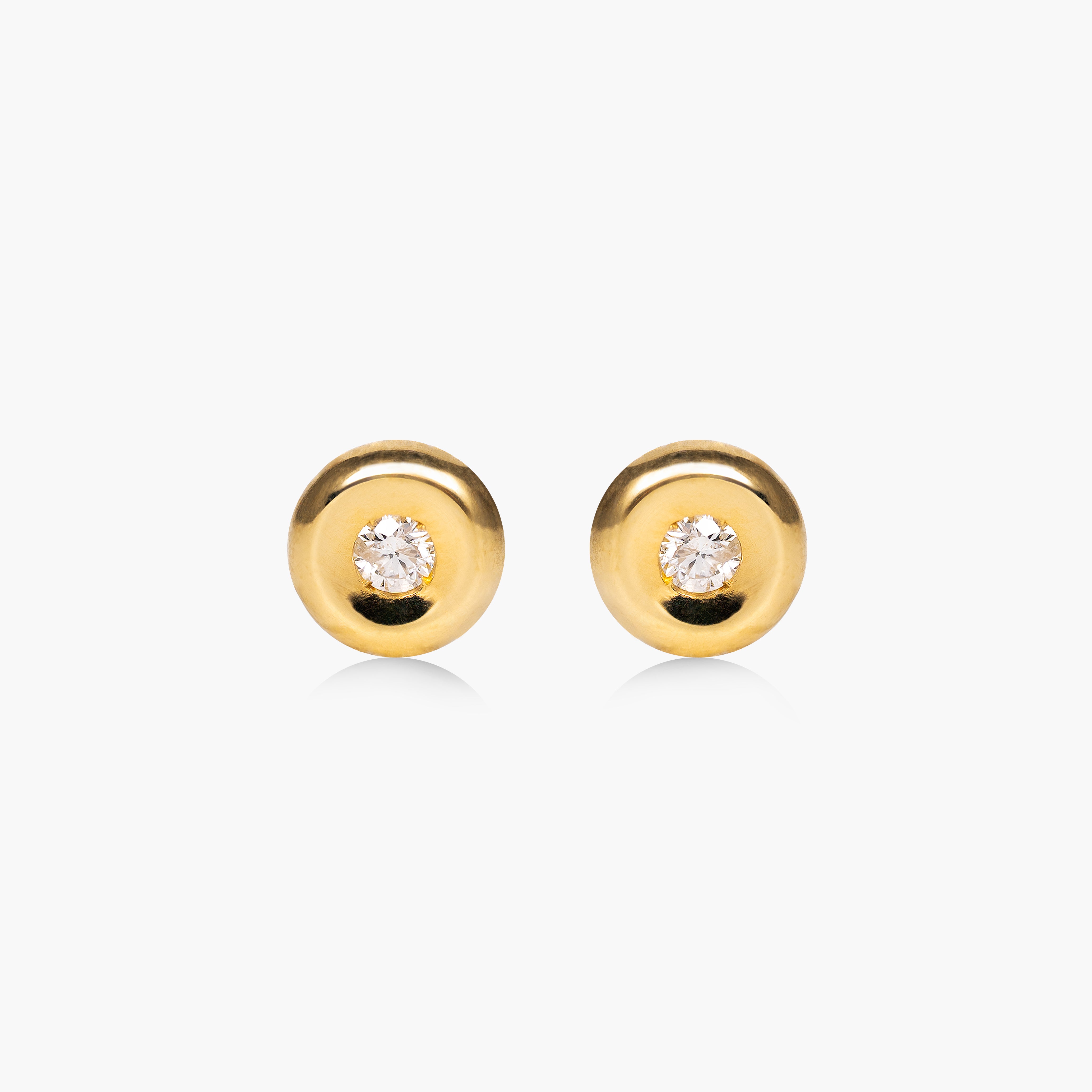 Round Gold Spotlight Diamond Earrings