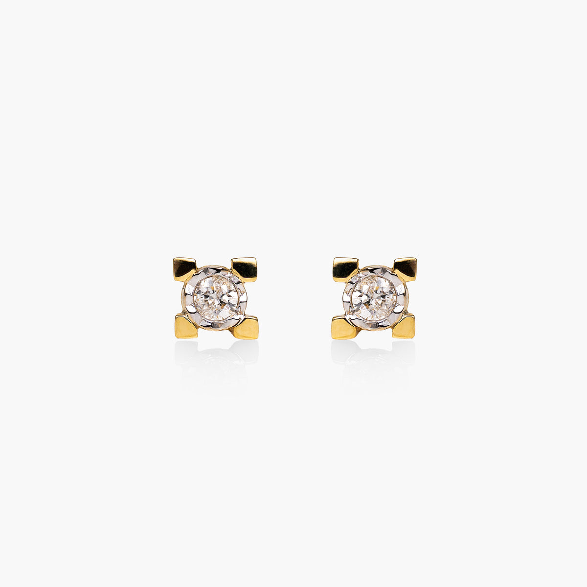 Cercei aur galben 18 k cu diamante