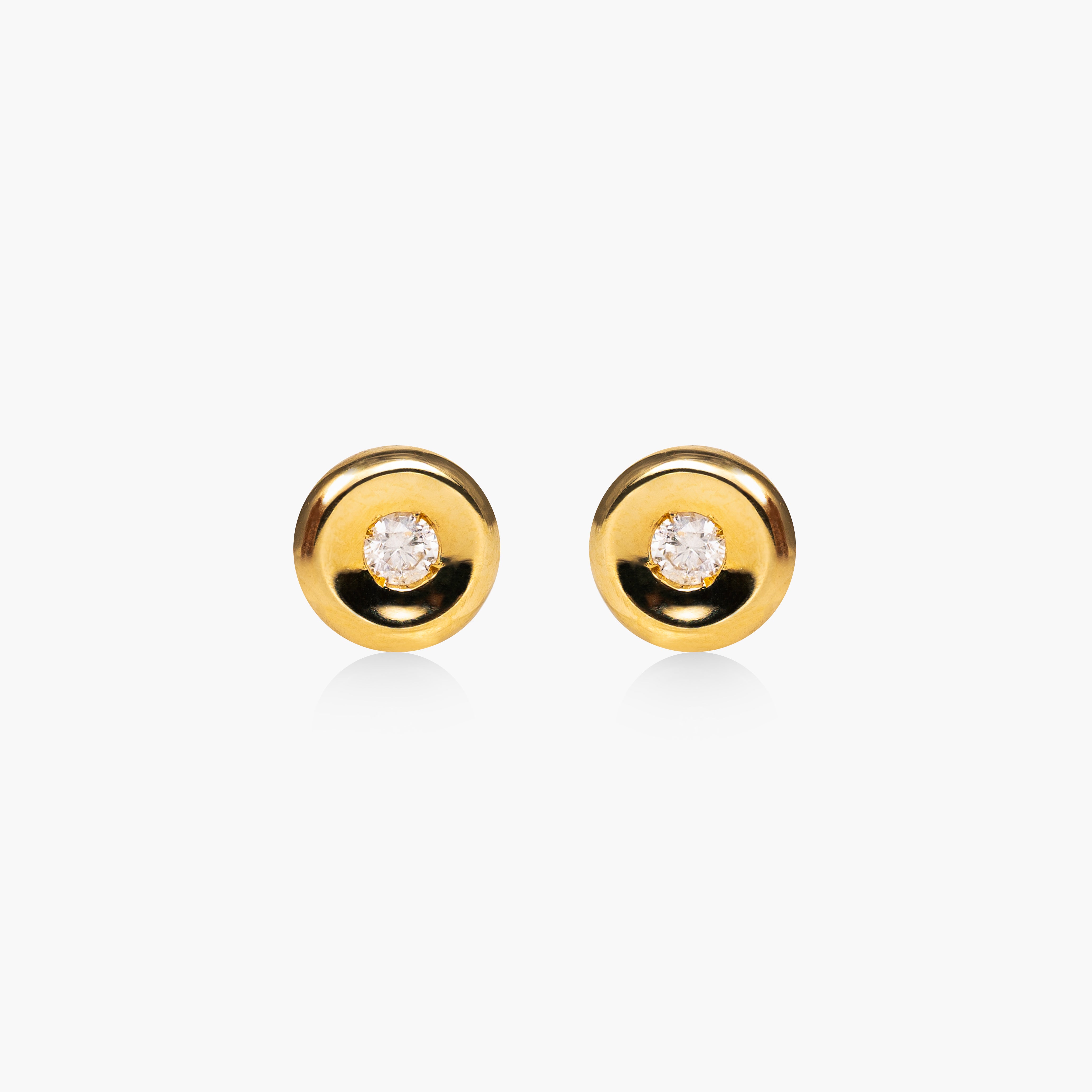 Round Gold Spotlight Diamond Earrings