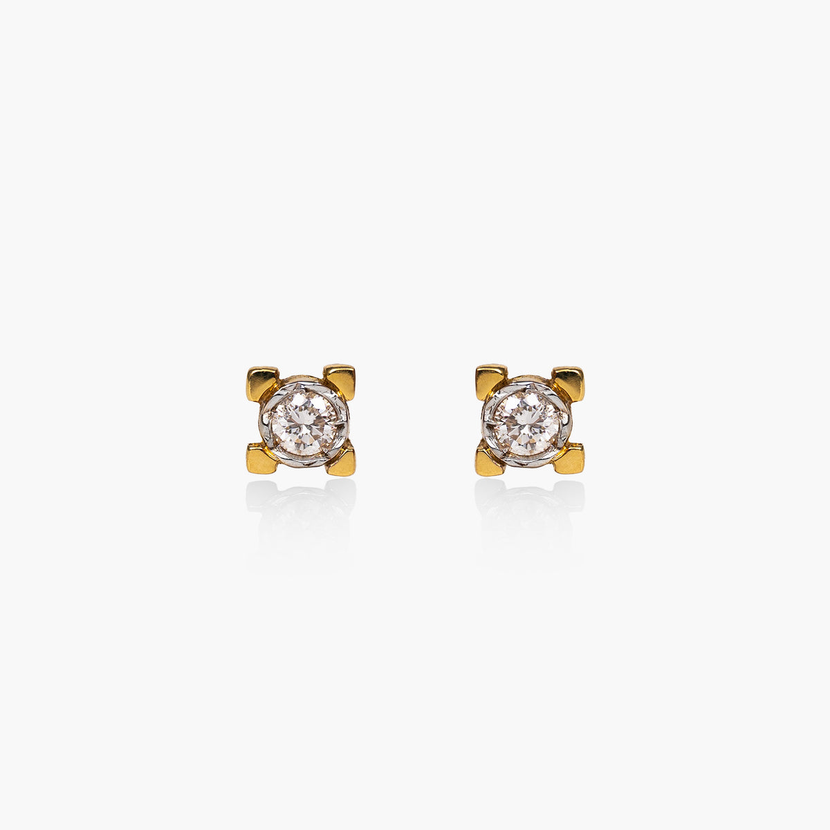 Cercei aur galben 18 k cu diamante