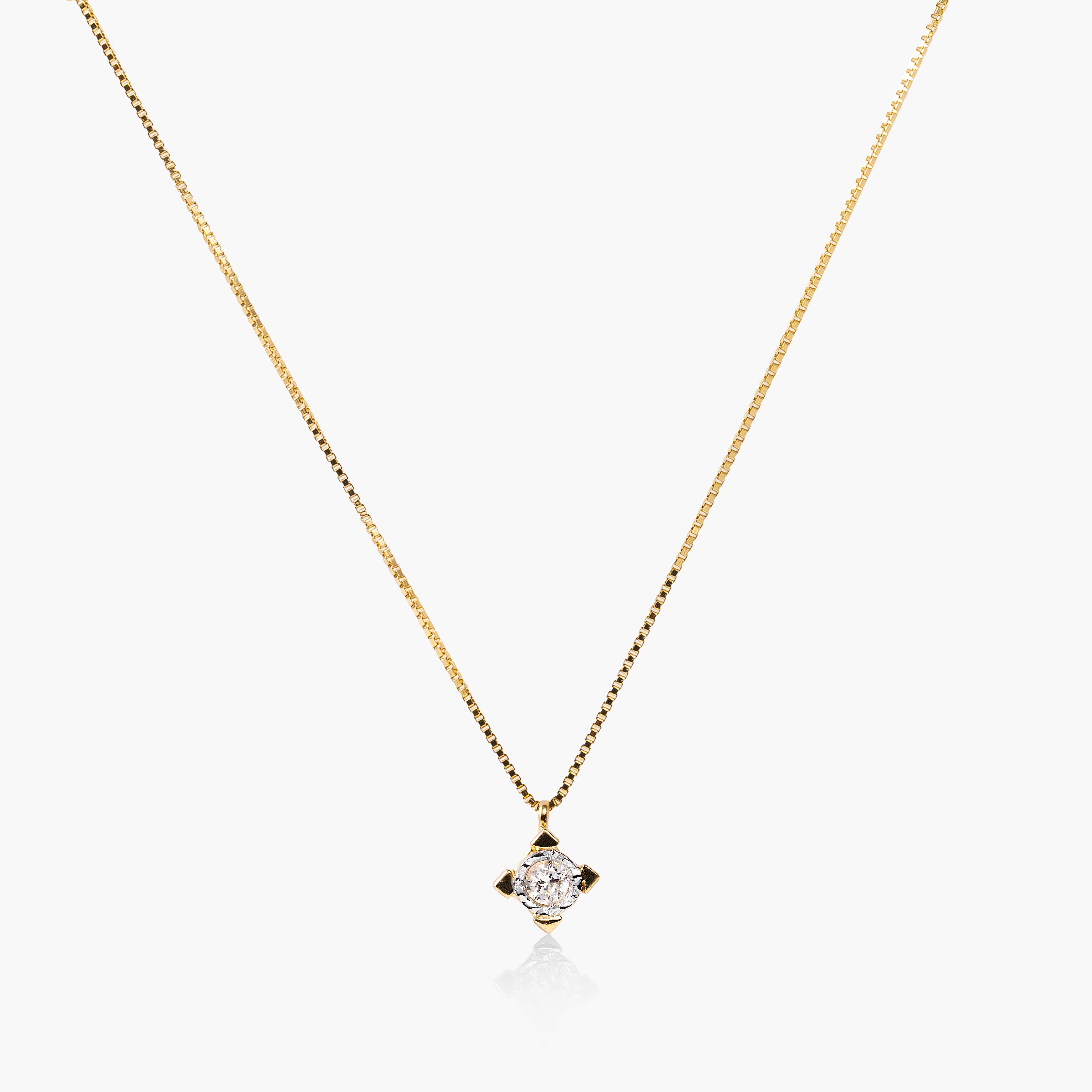 Square Gold Spotlight Diamond Necklace
