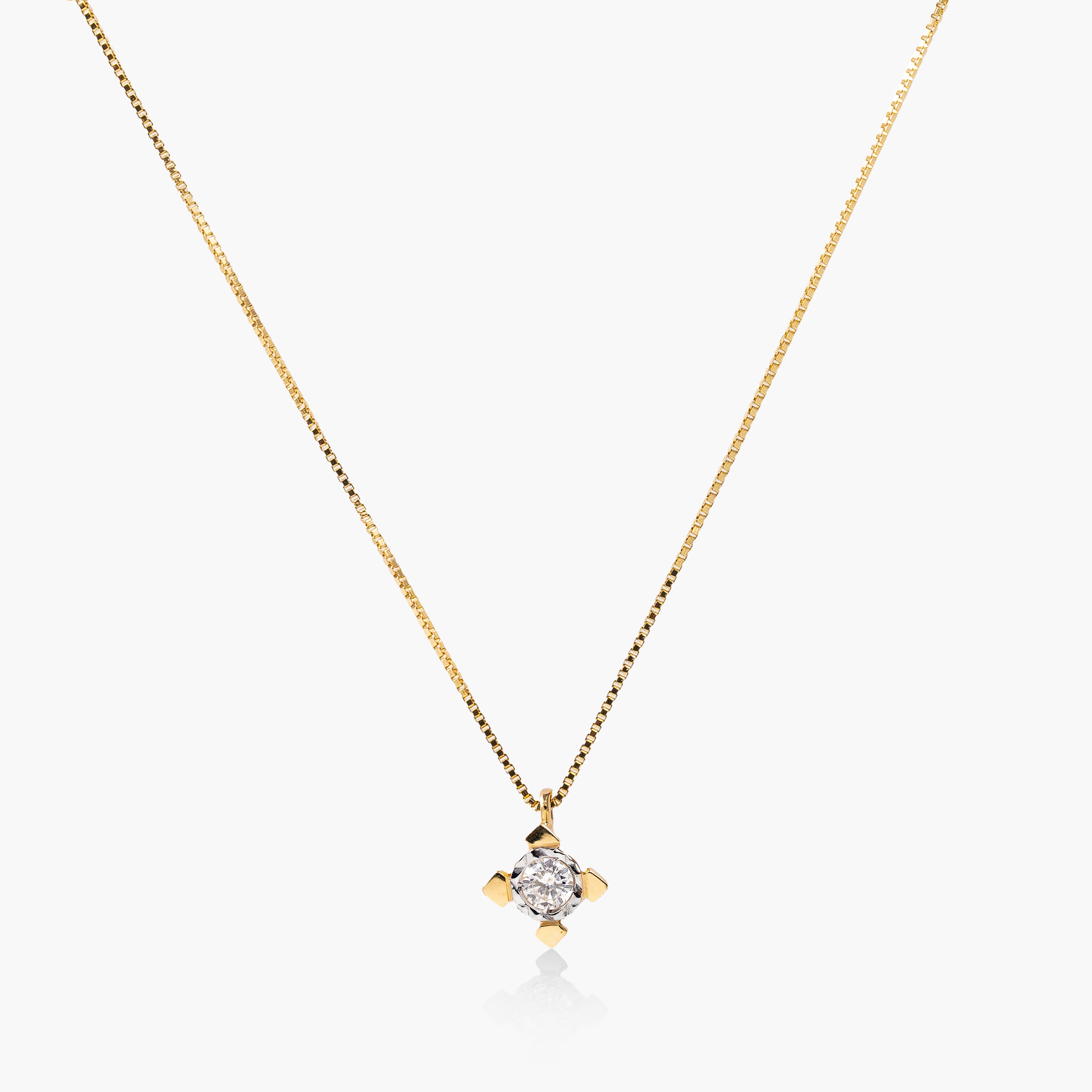Square Gold Spotlight Diamond Necklace