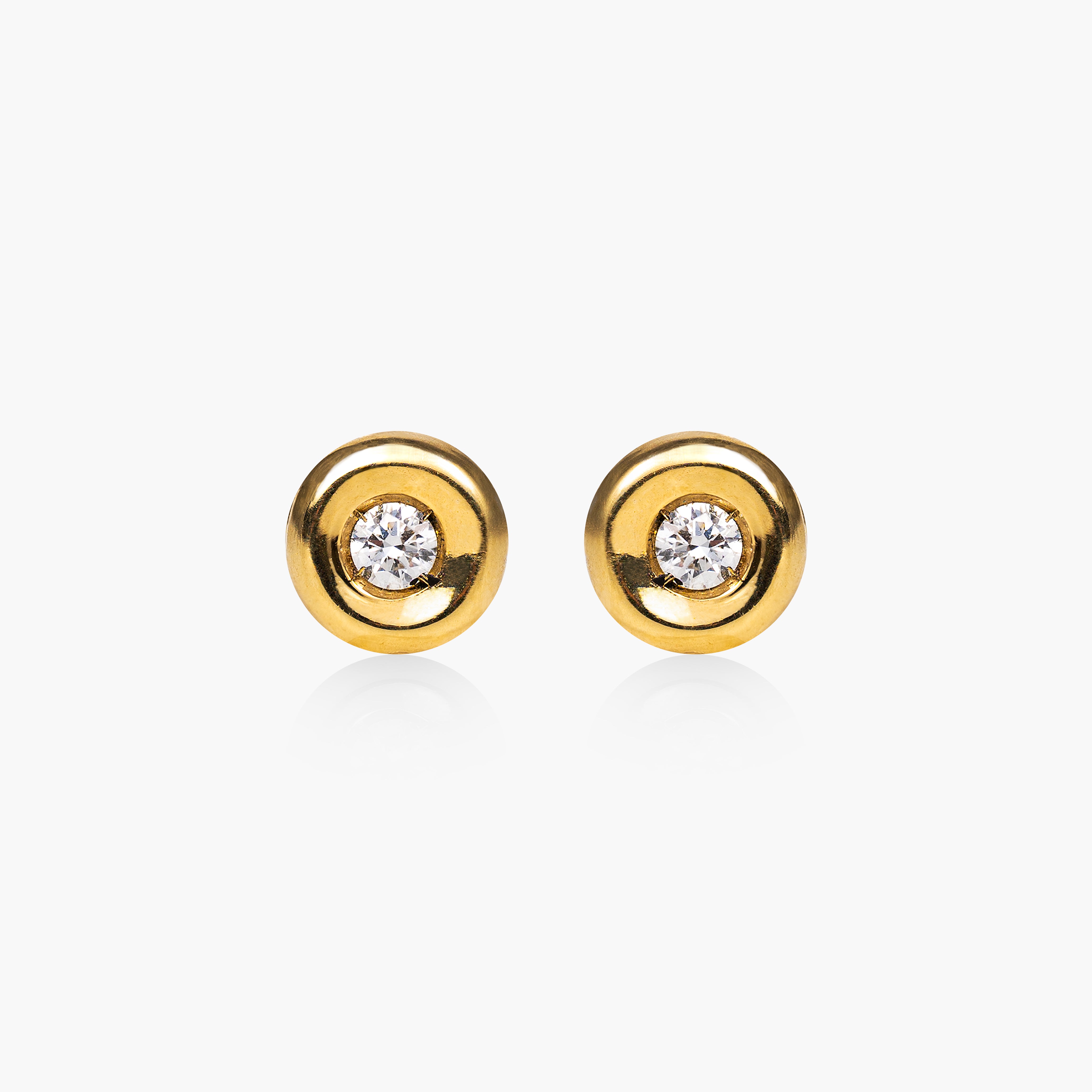 Round Gold Spotlight Diamond Earrings