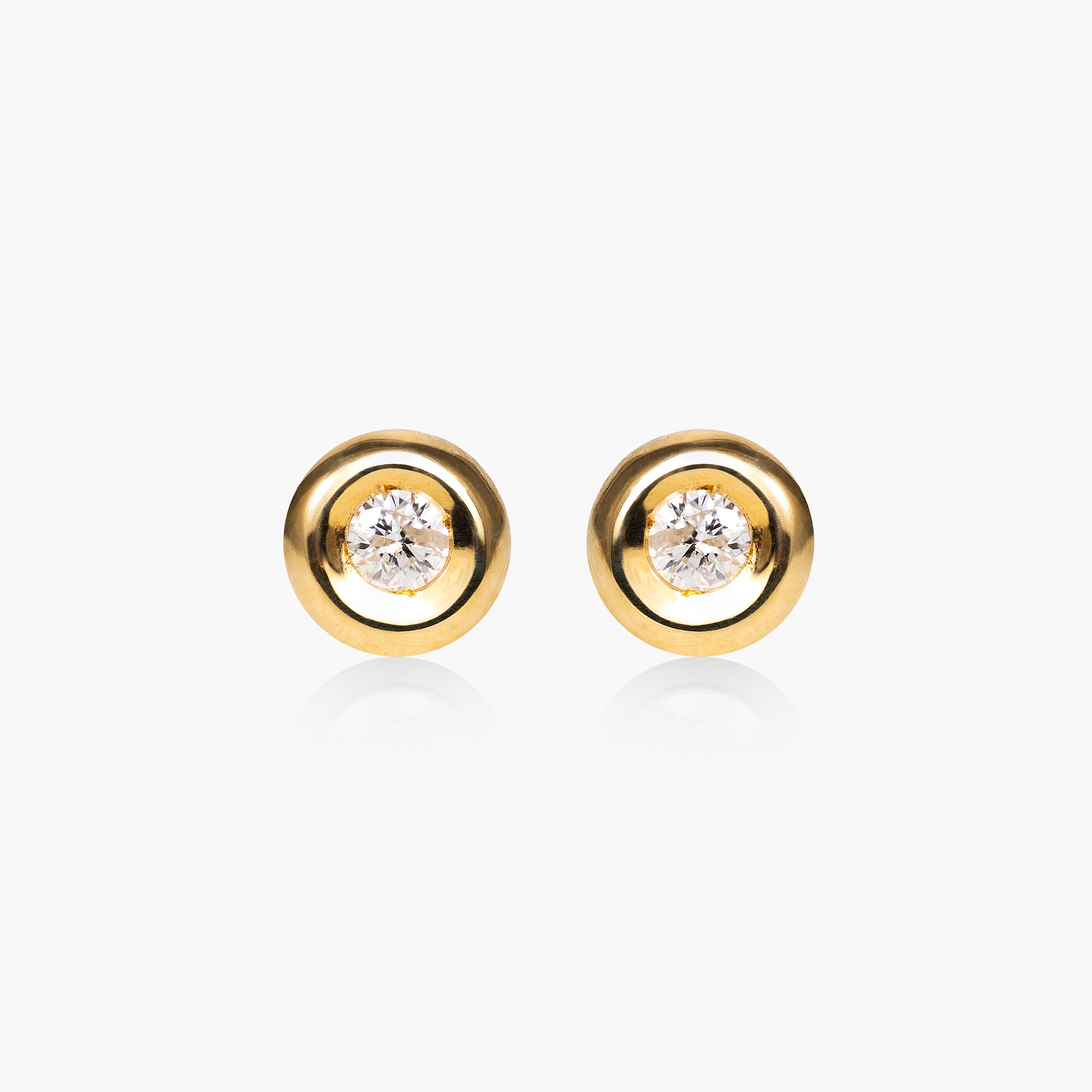 Round Gold Spotlight Diamond Earrings