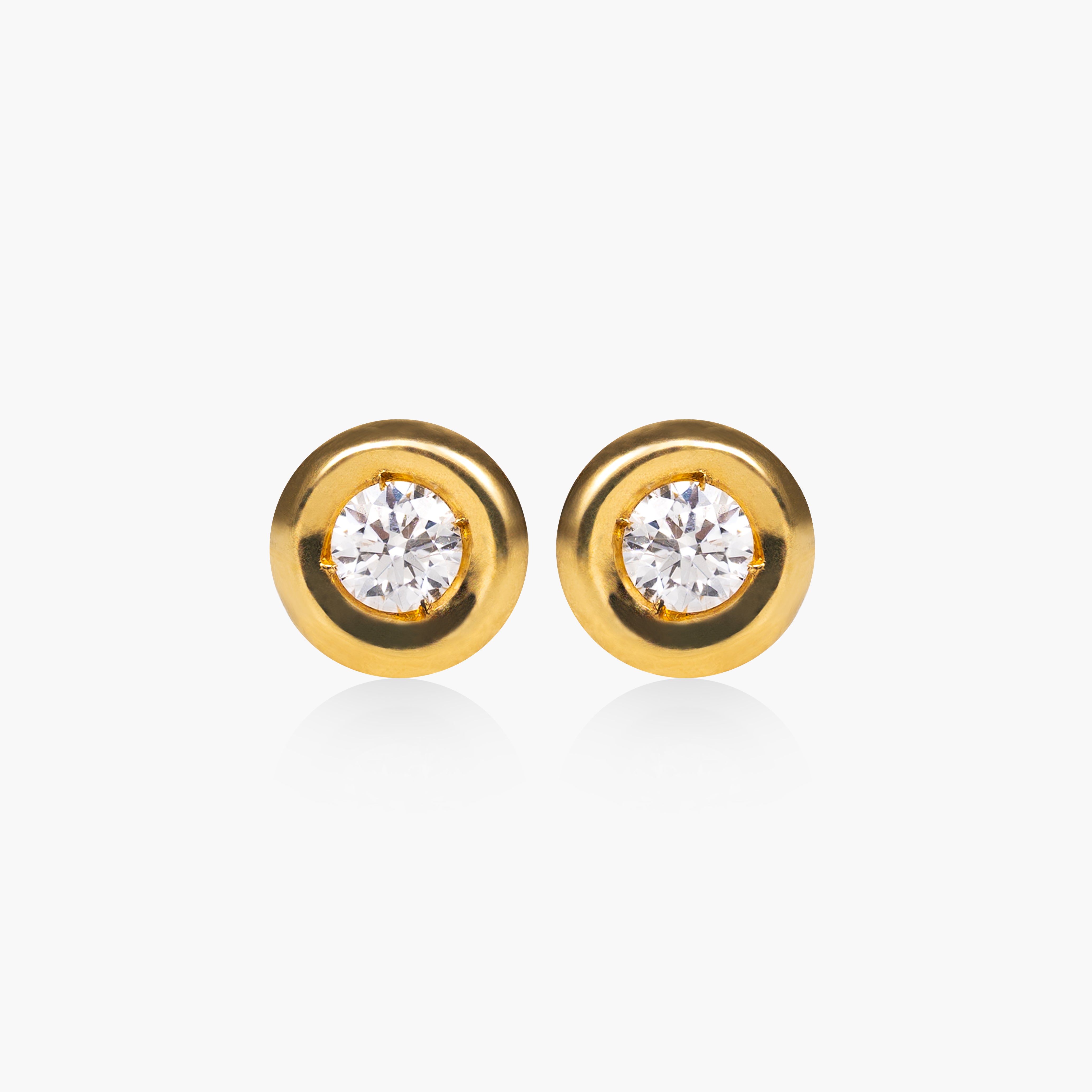 Round Gold Spotlight Diamond Earrings