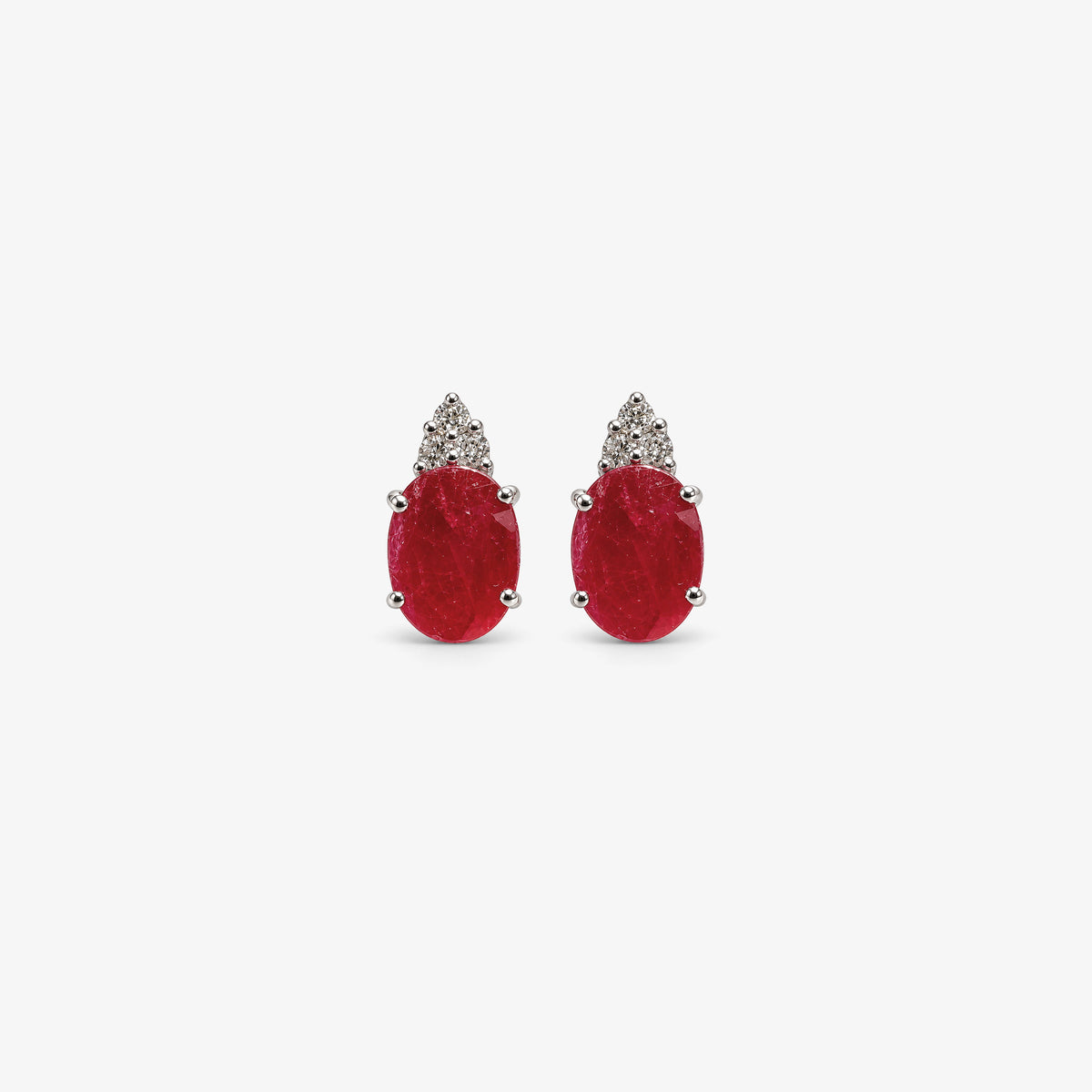 Cercei stud din aur alb 18K cu rubine 2,88 ct și diamante 0,09 ct – 57714