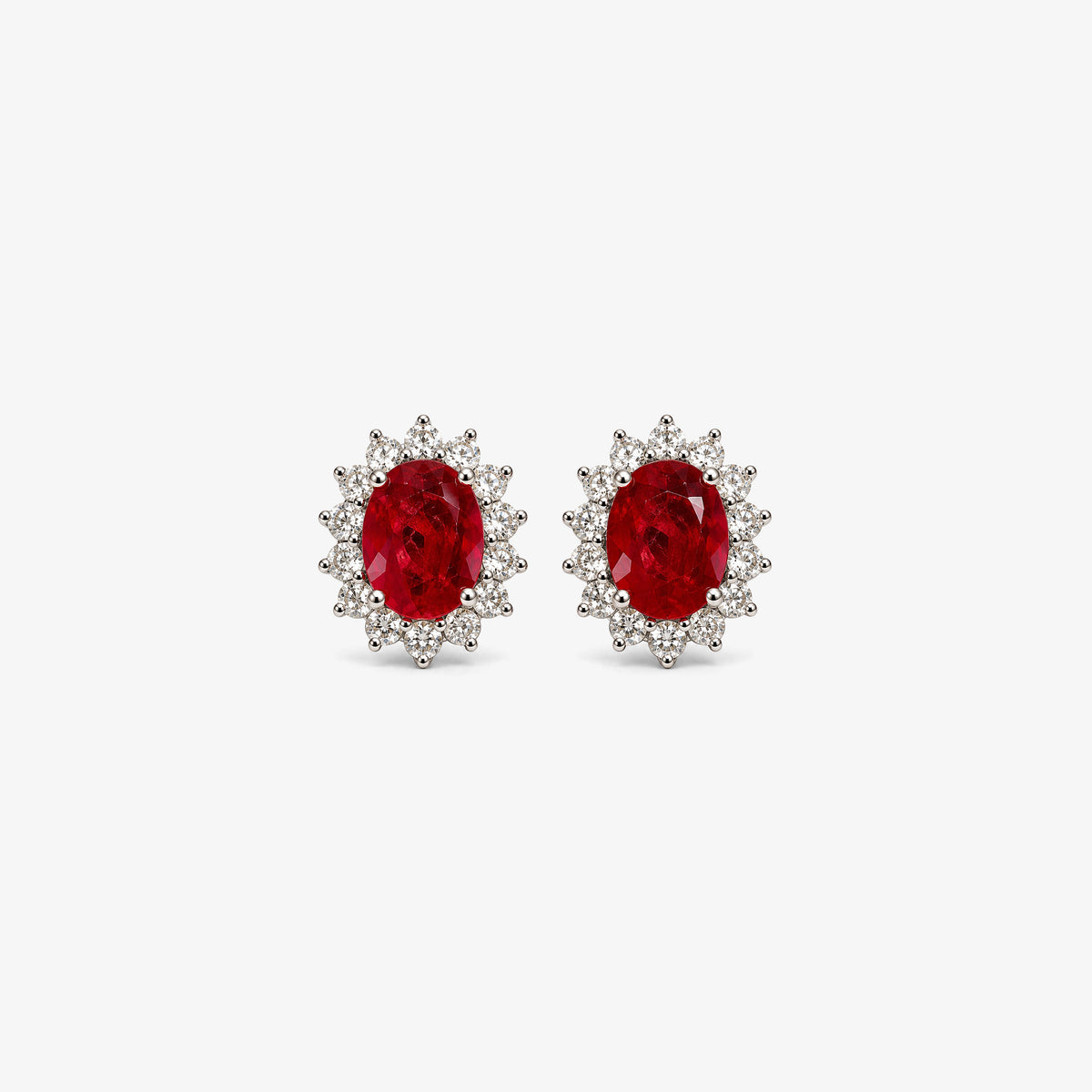 Cercei stud din aur galben 18K cu rubine 1,55 ct și diamante 0,46 ct – 131037