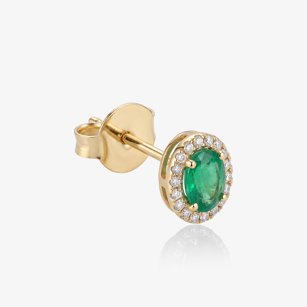 Cercei din aur galben 18K cu smaralde 0,81 ct și diamante 0,12 ct