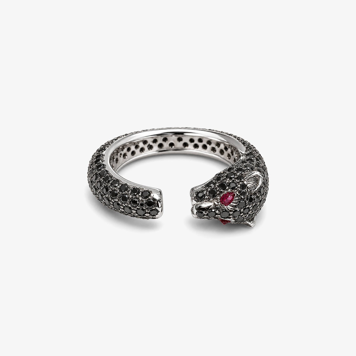 Inel din aur 18K cu rubine și diamante negre (1,78 + 0,09 ct)