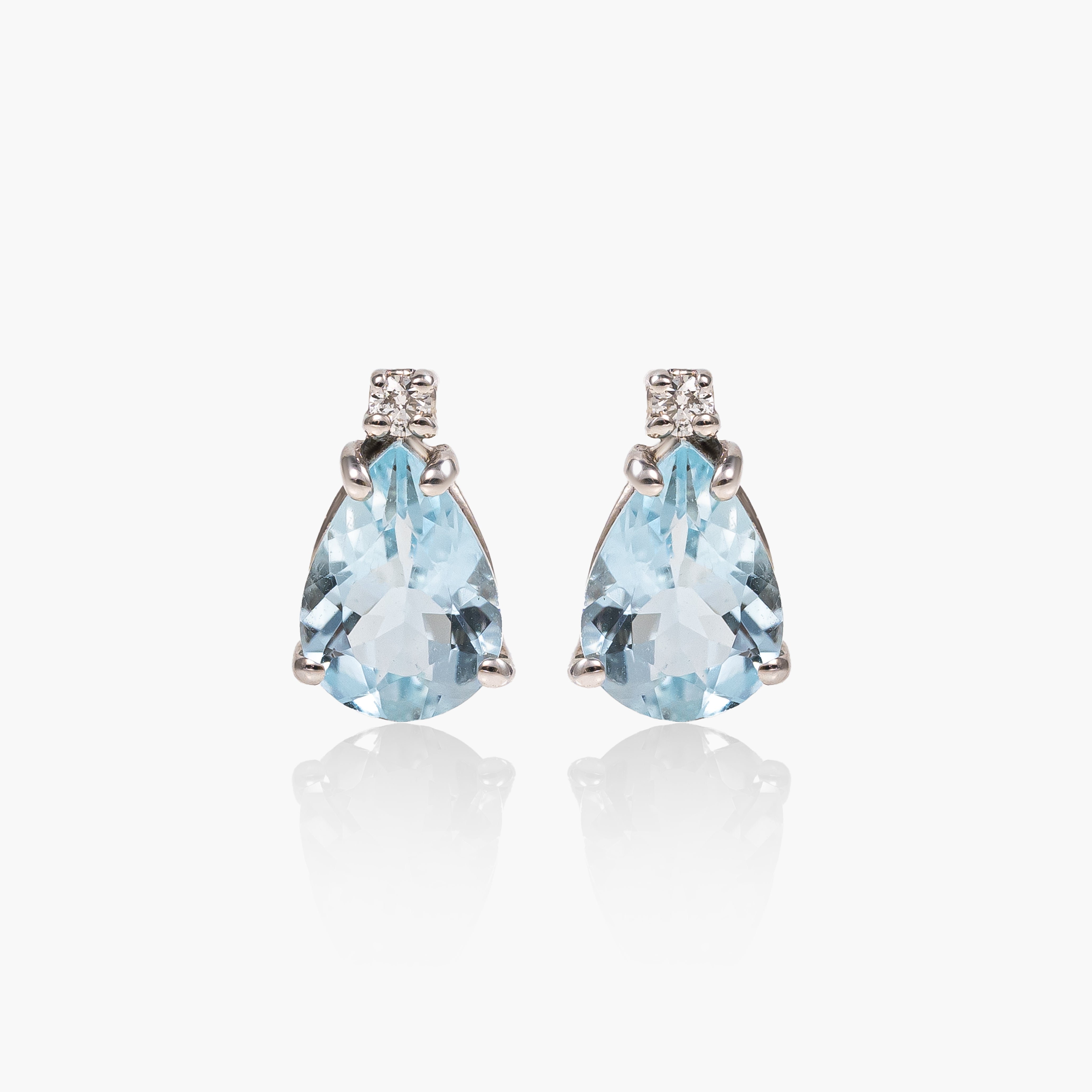 Cercei aur 18k cu aquamarine 1.16 ct si diamante