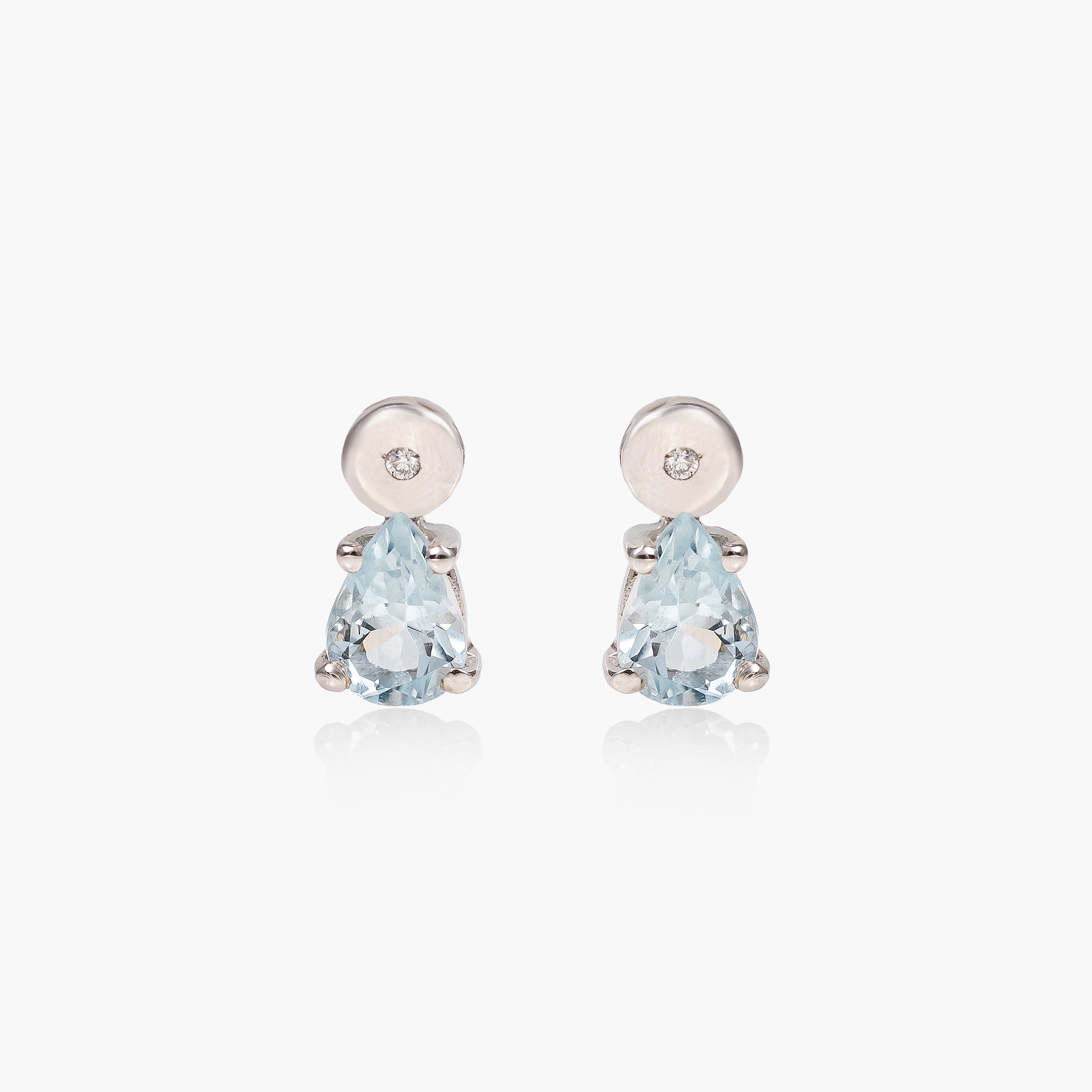 Cercei aur 18k cu aquamarine 1.20 ct si diamante