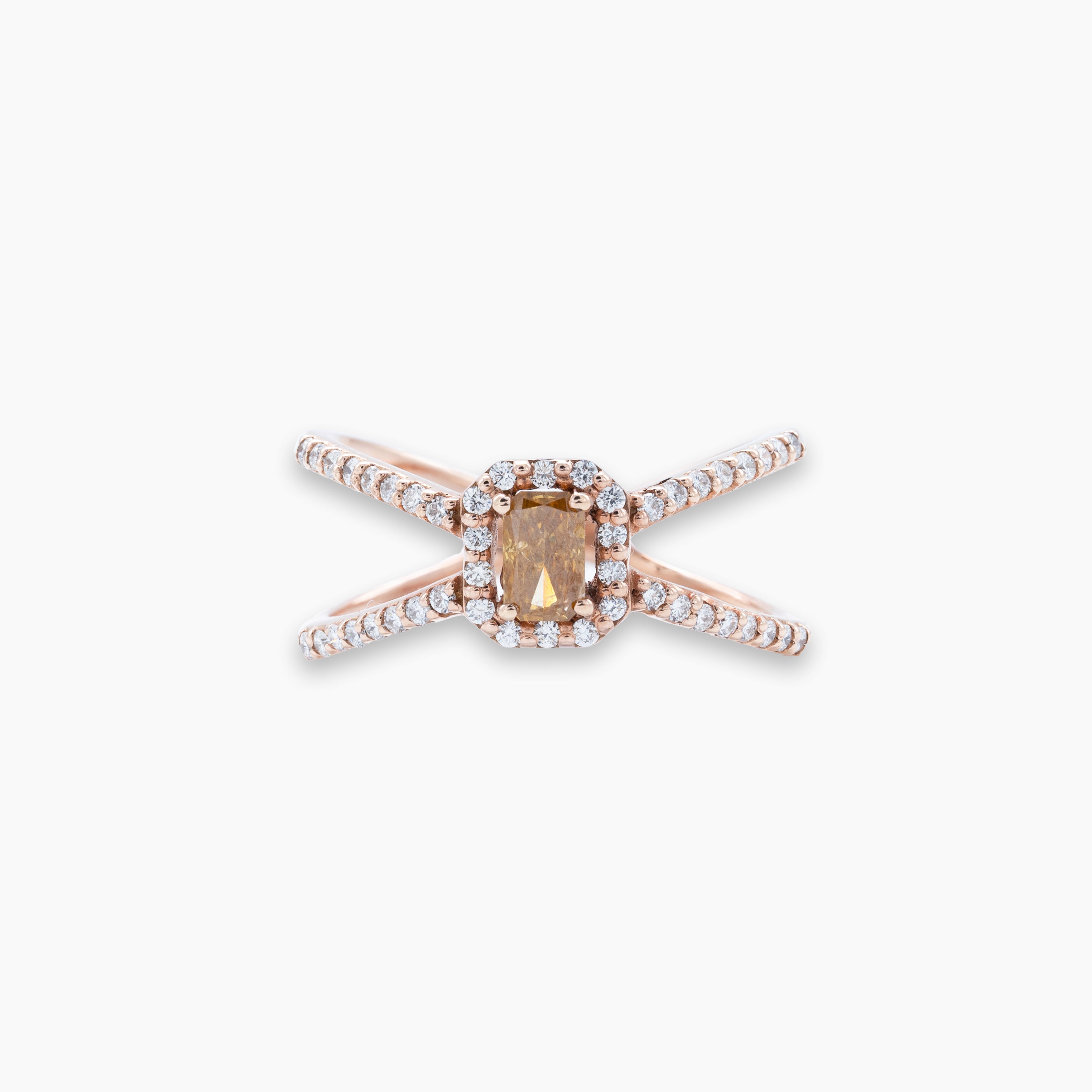 Inel aur roz 18k cu diamant brown 0.42 ct