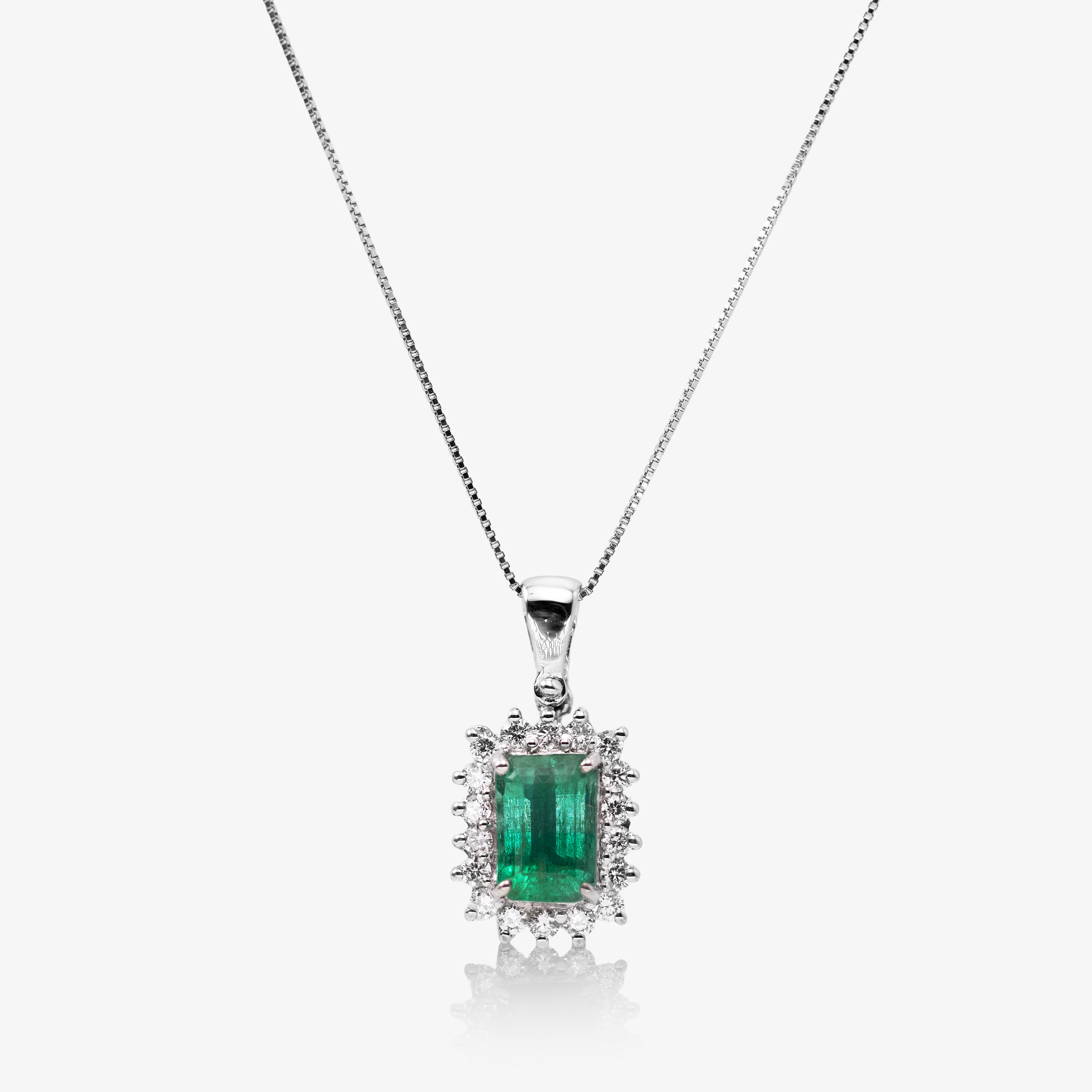 Colier aur 18k cu smarald 1.24 ct si diamante