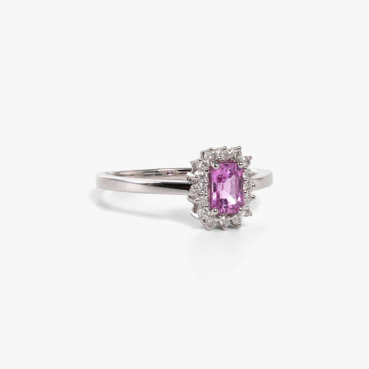 Inel aur 18k  cu safir roz 0.70 ct si diamante