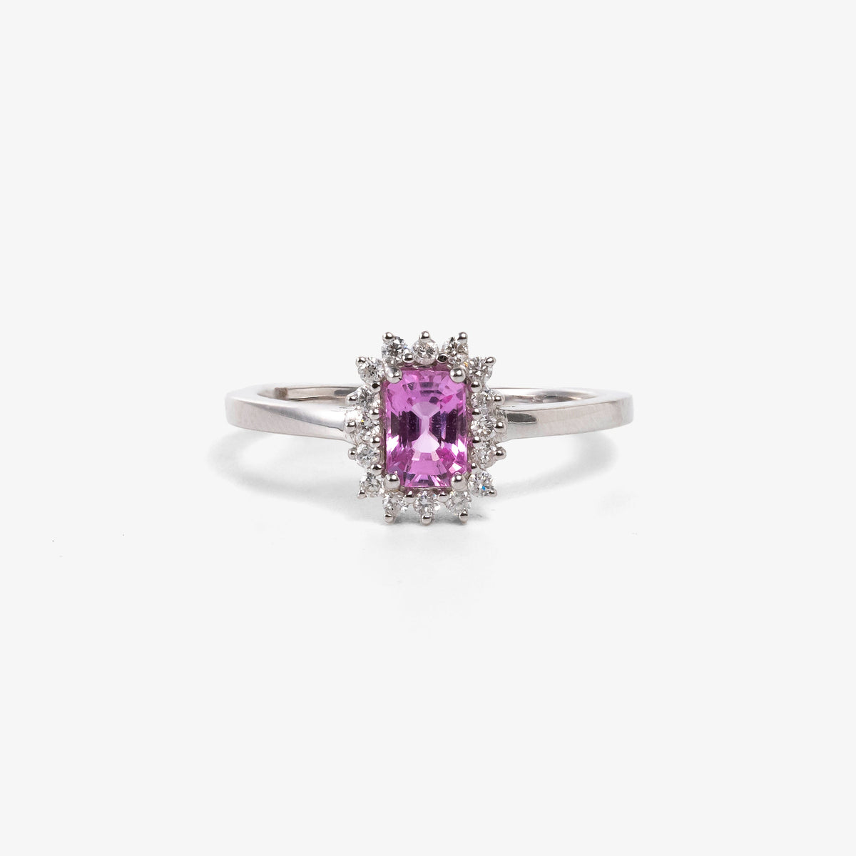 Inel aur 18k  cu safir roz 0.70 ct si diamante