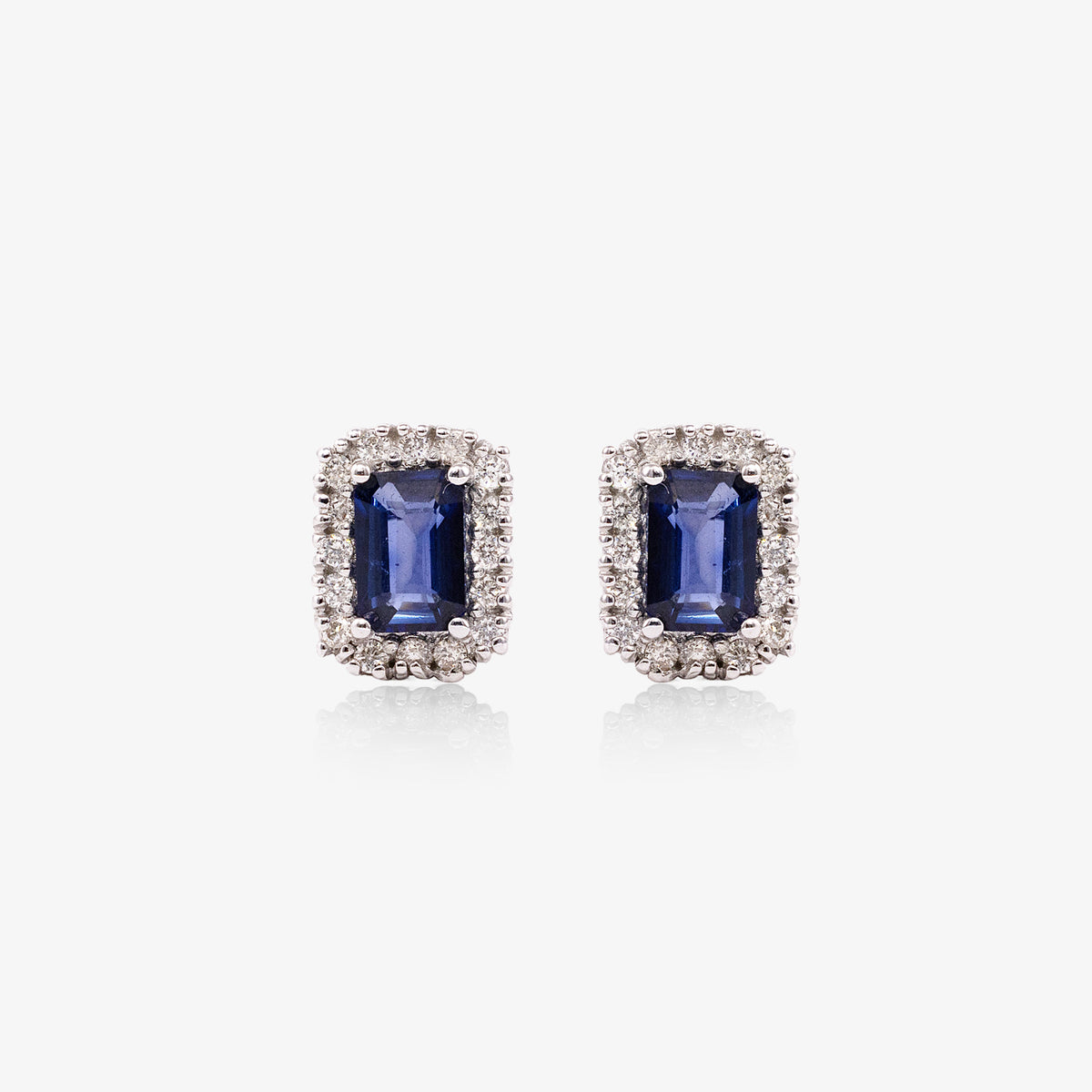 Cercei aur 18k cu safire 0.50 ct si diamante
