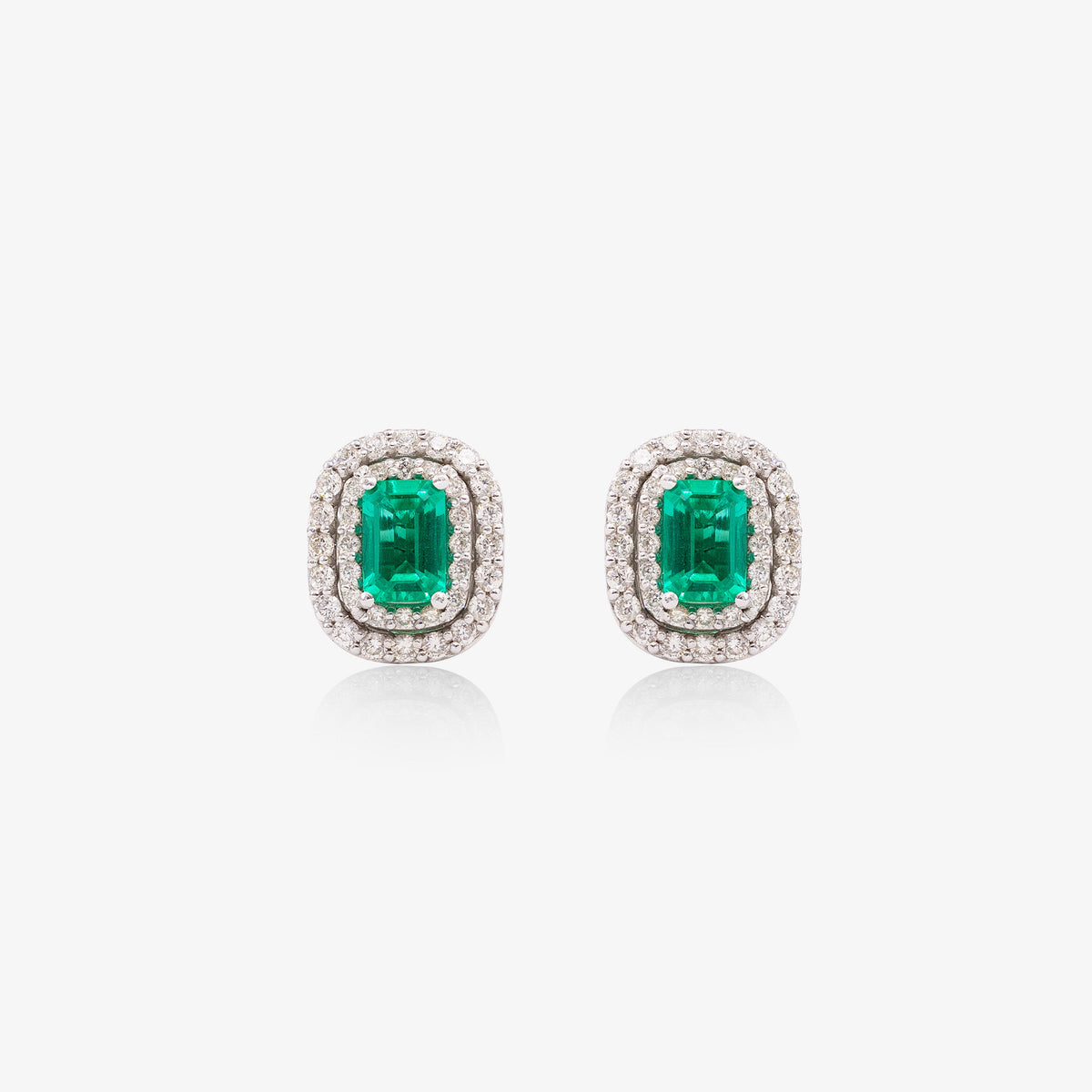 Cercei aur 18k cu smaralde 0.90 ct si diamante 0.68 ct