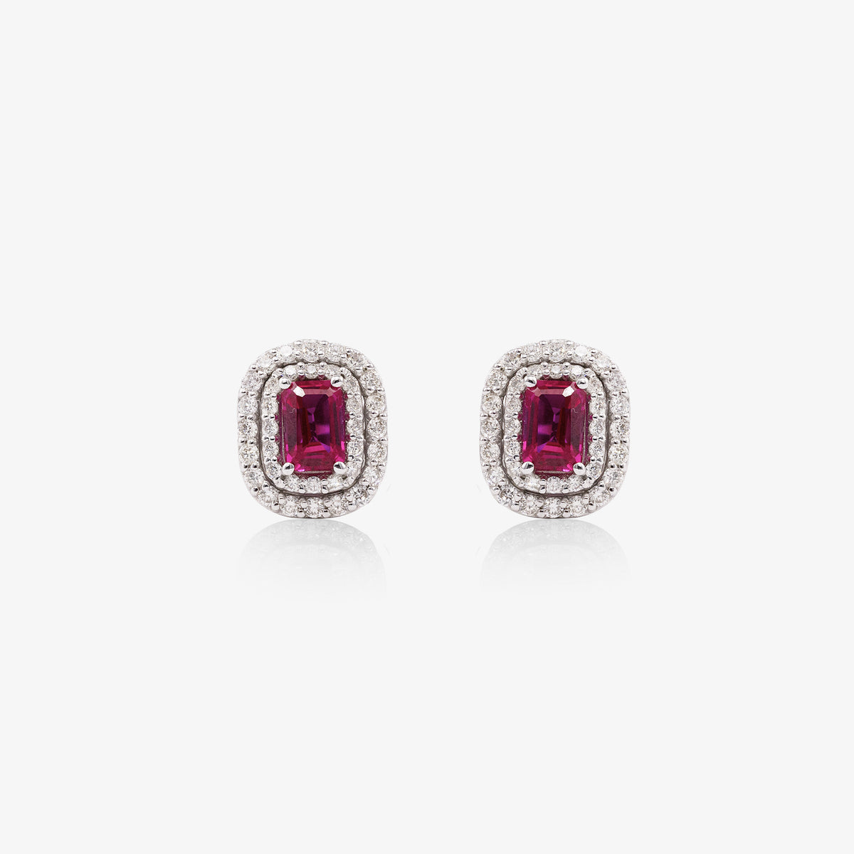 Cercei aur 18k cu rubine 1.20 ct si diamante 0.68 ct