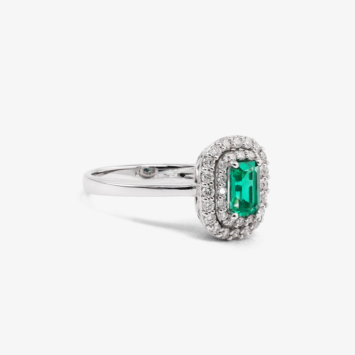 Inel aur 18k cu smarald 0.45 ct si diamante 0.34 ct