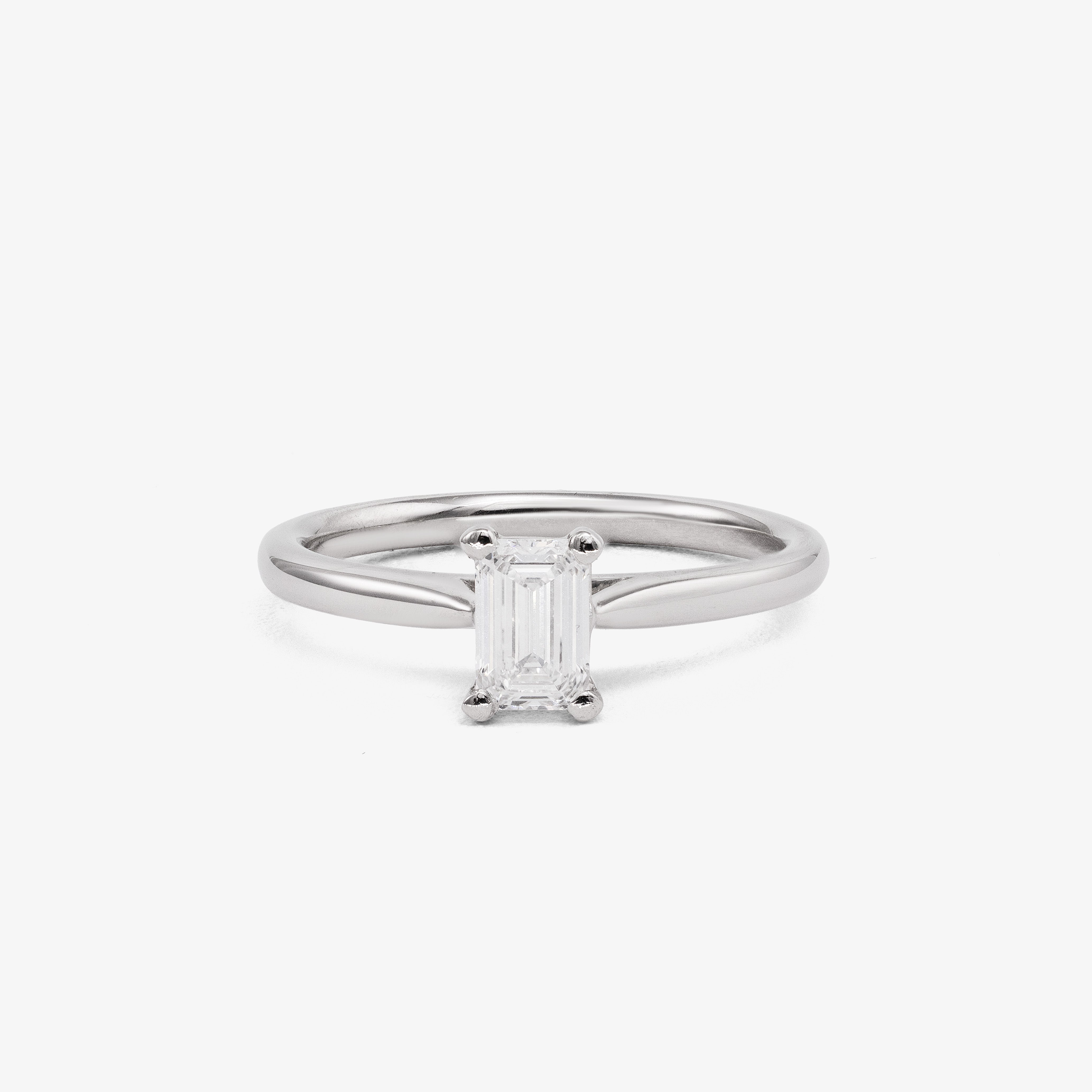 Inel de logodna cu diamant emerald cut 0.54 ct - D, VVS2, certificat GIA