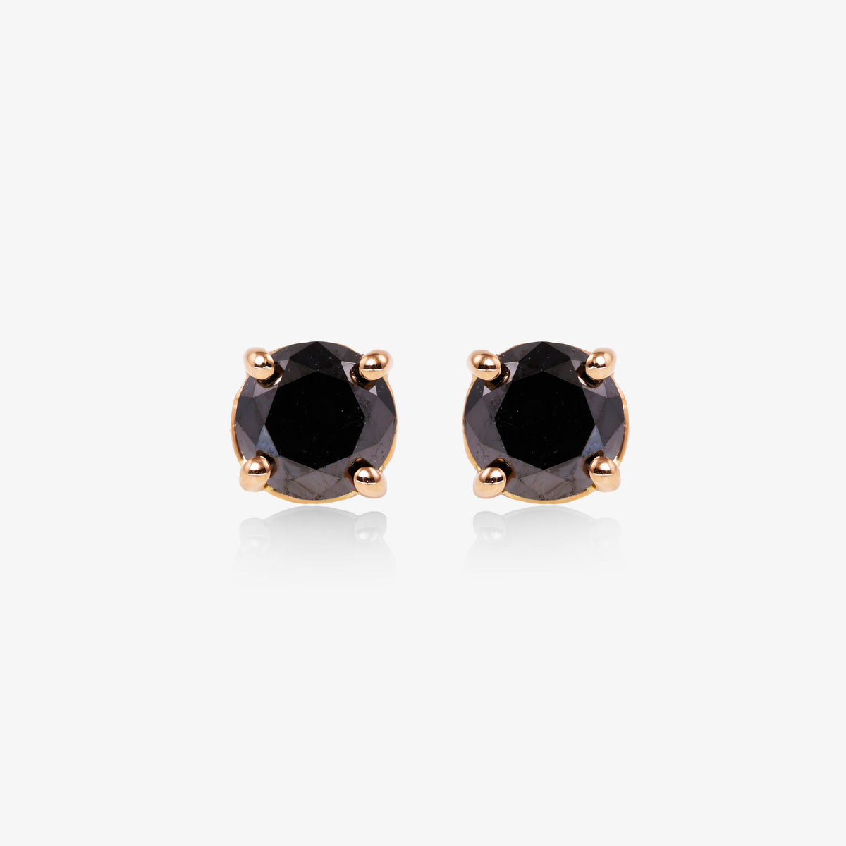 Cercei aur roz 18k cu diamante negre