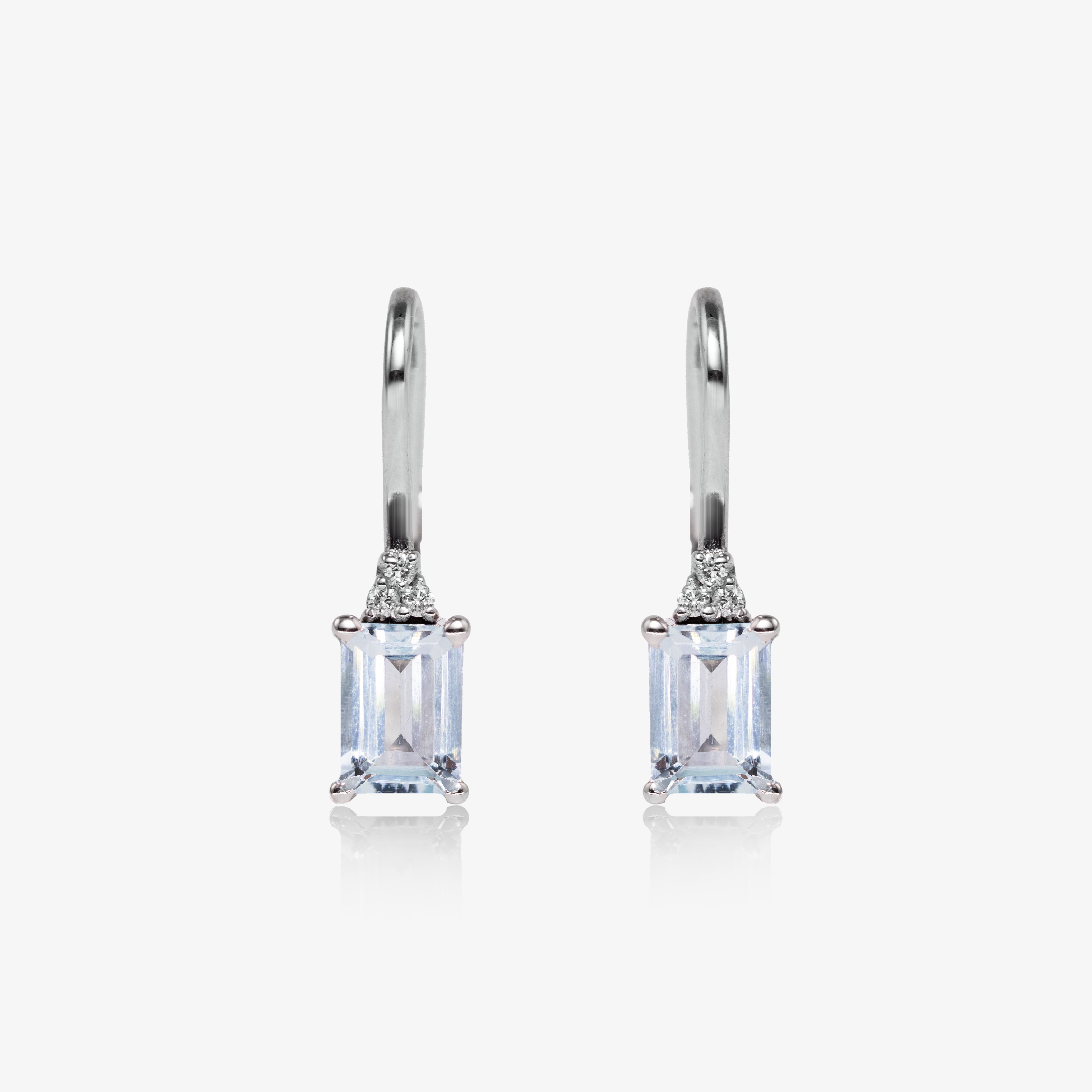 Cercei aur 18k cu aquamarine si diamante