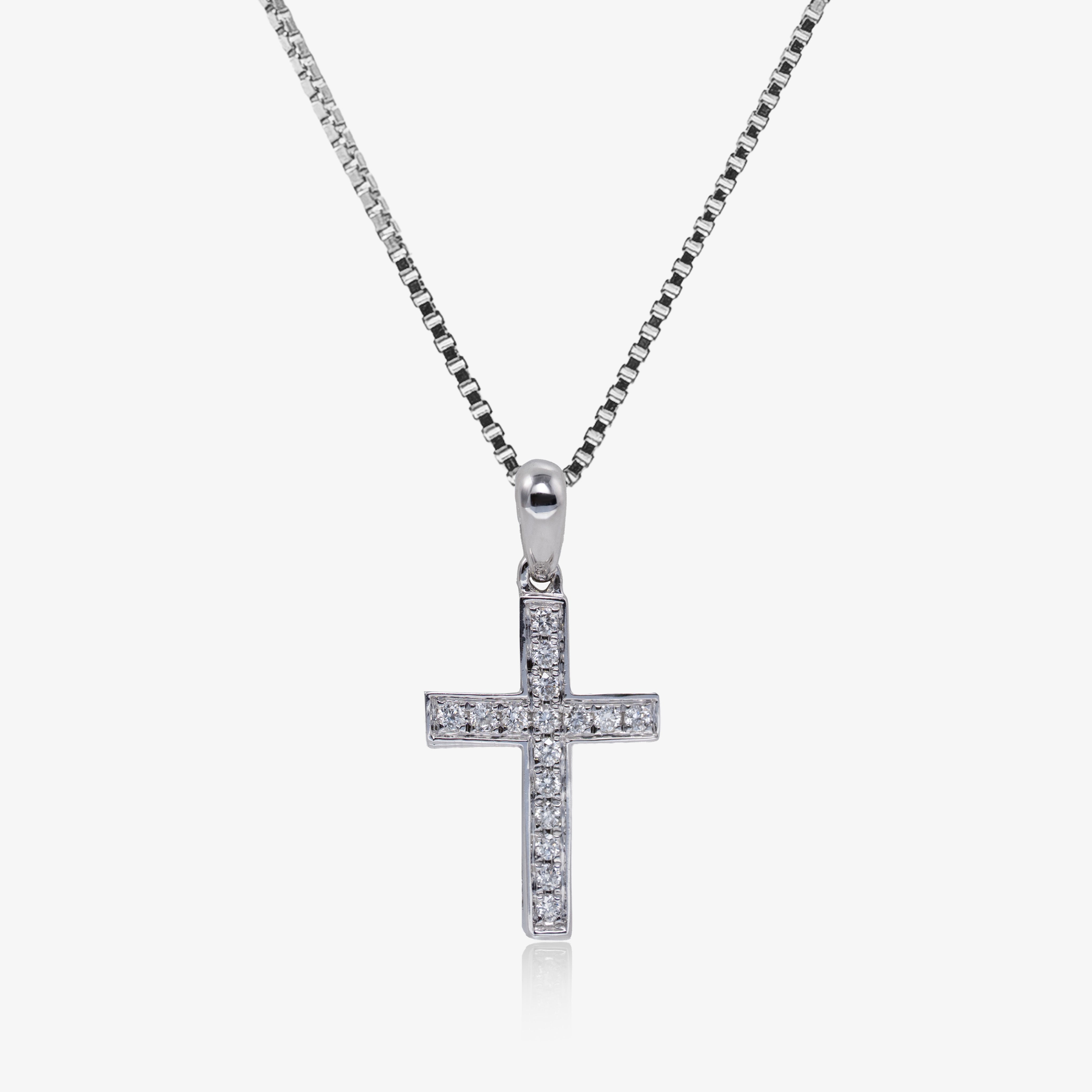 Pandant cruce aur 18k cu diamante 0.09 ct