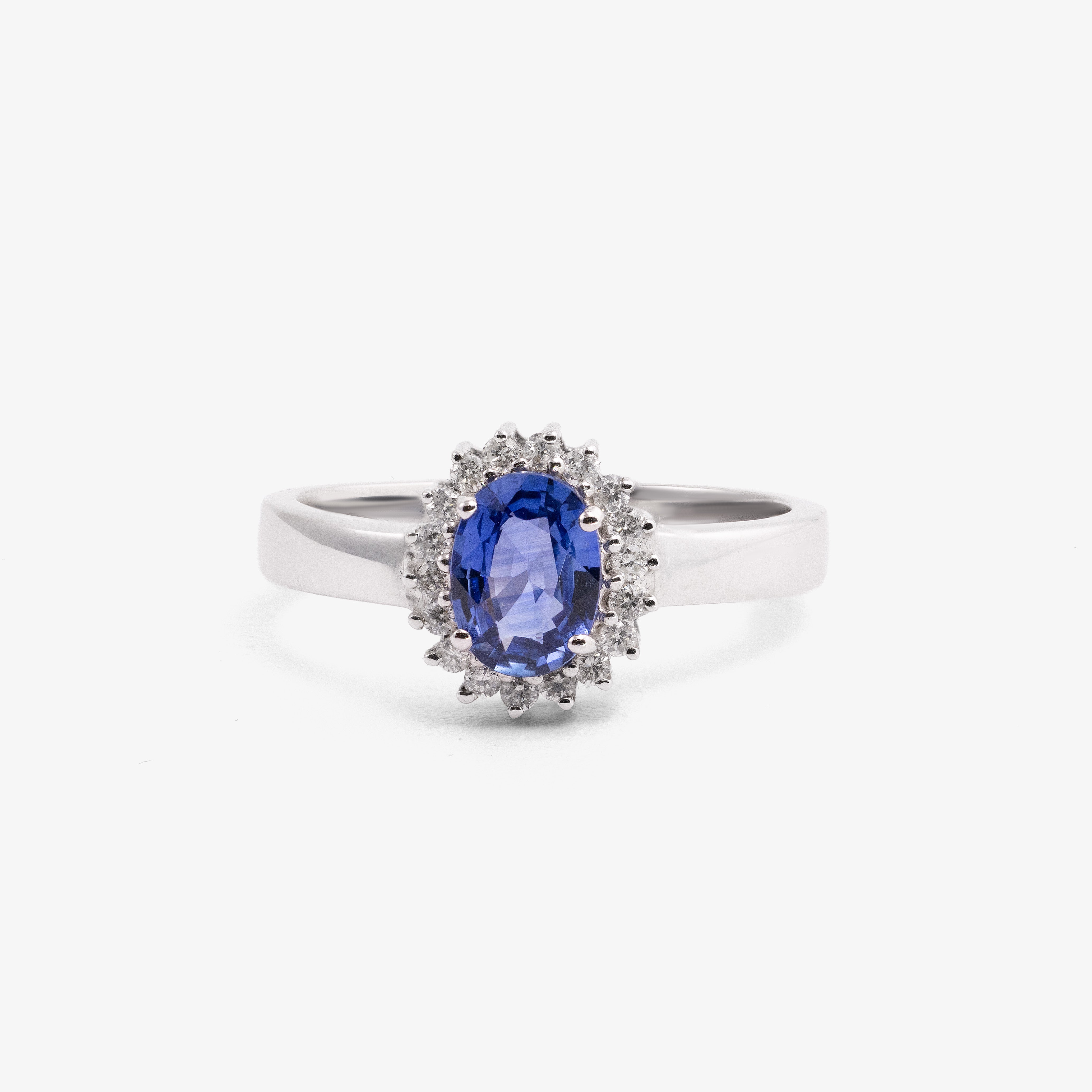 Inel aur 18k cu safir 0.95 ct si diamante 0.17 ct