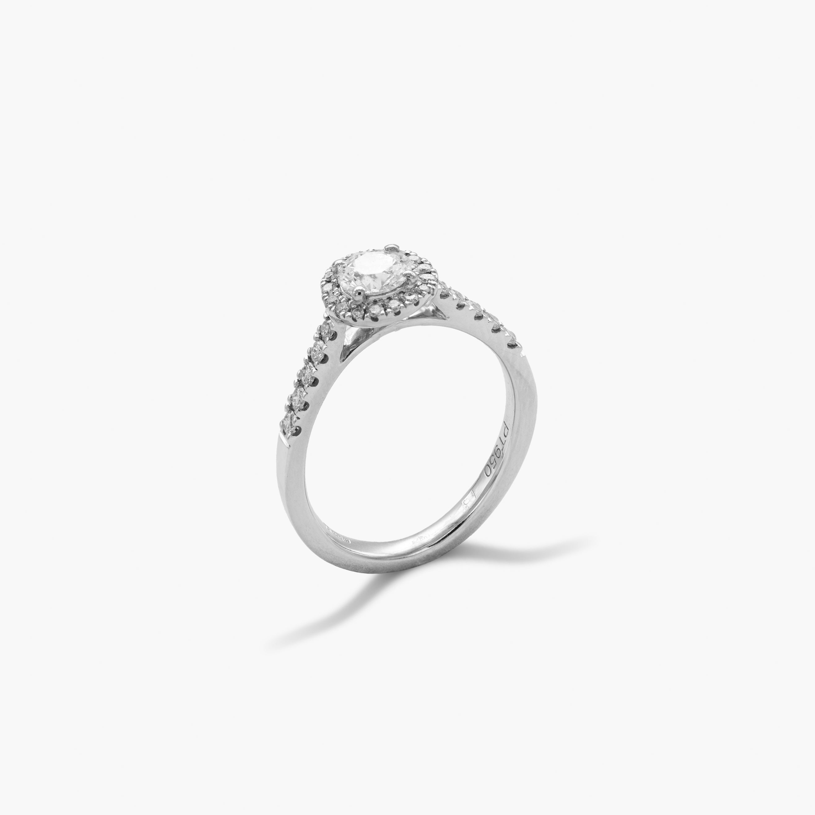 Inel de logodna din platina, diamant central 0.50 ct
