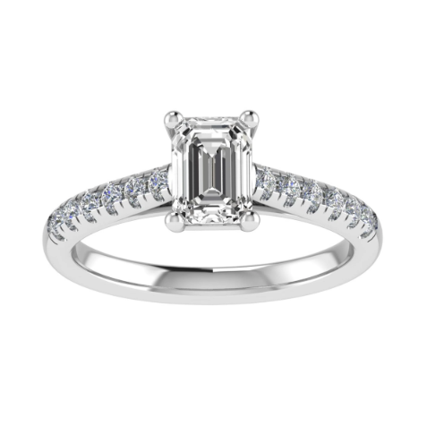 Inel de logodna cu diamant emerald cut 0.70 ct - certificat GIA