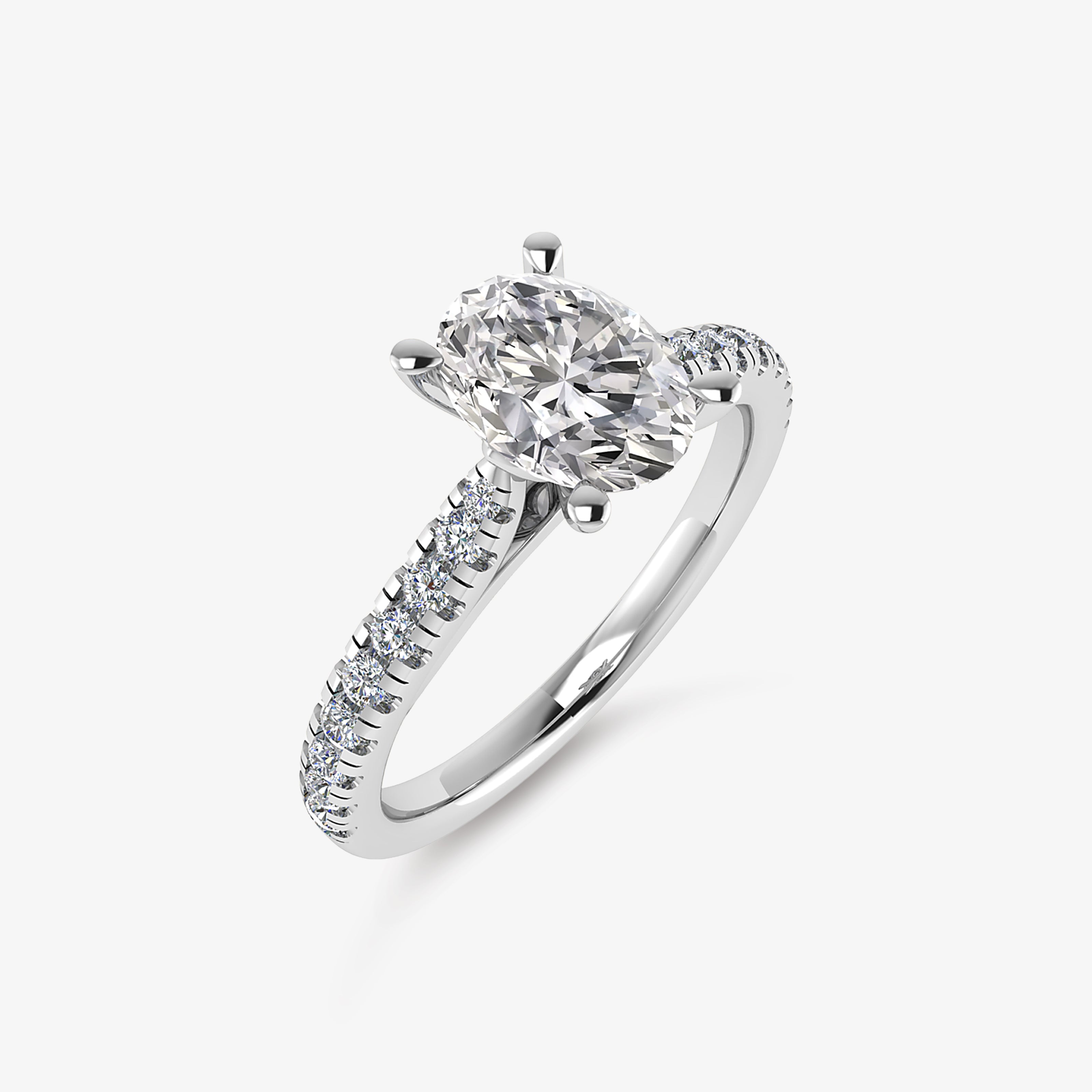 Platinum engagement ring with Central Oval Diamond 0.72 ct - GIA certificate