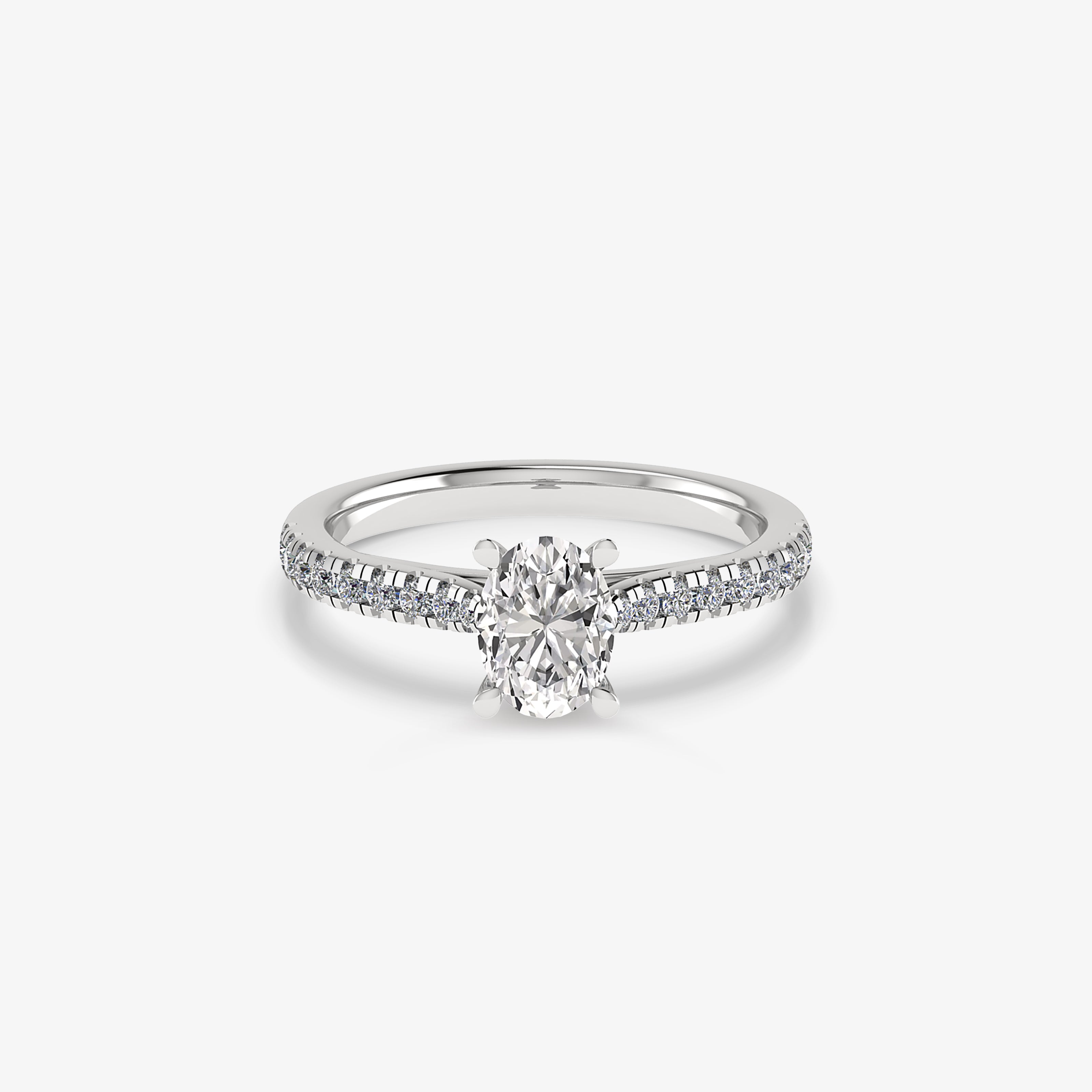 Platinum engagement ring with Central Oval Diamond 0.72 ct - GIA certificate