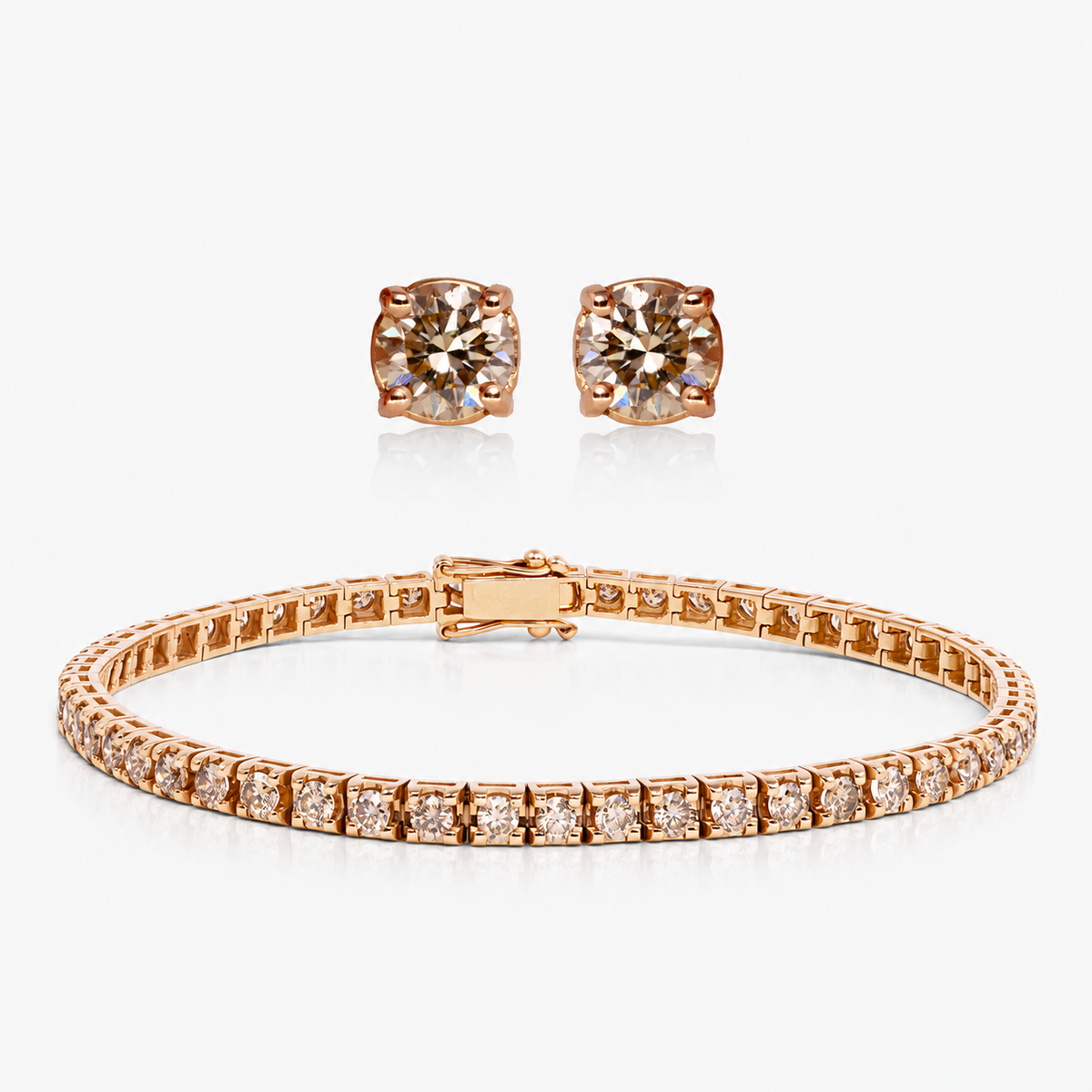 Set cercei și brățară din aur 18K cu diamante brown – Spotlight Brown · Tennis 3,05 ct